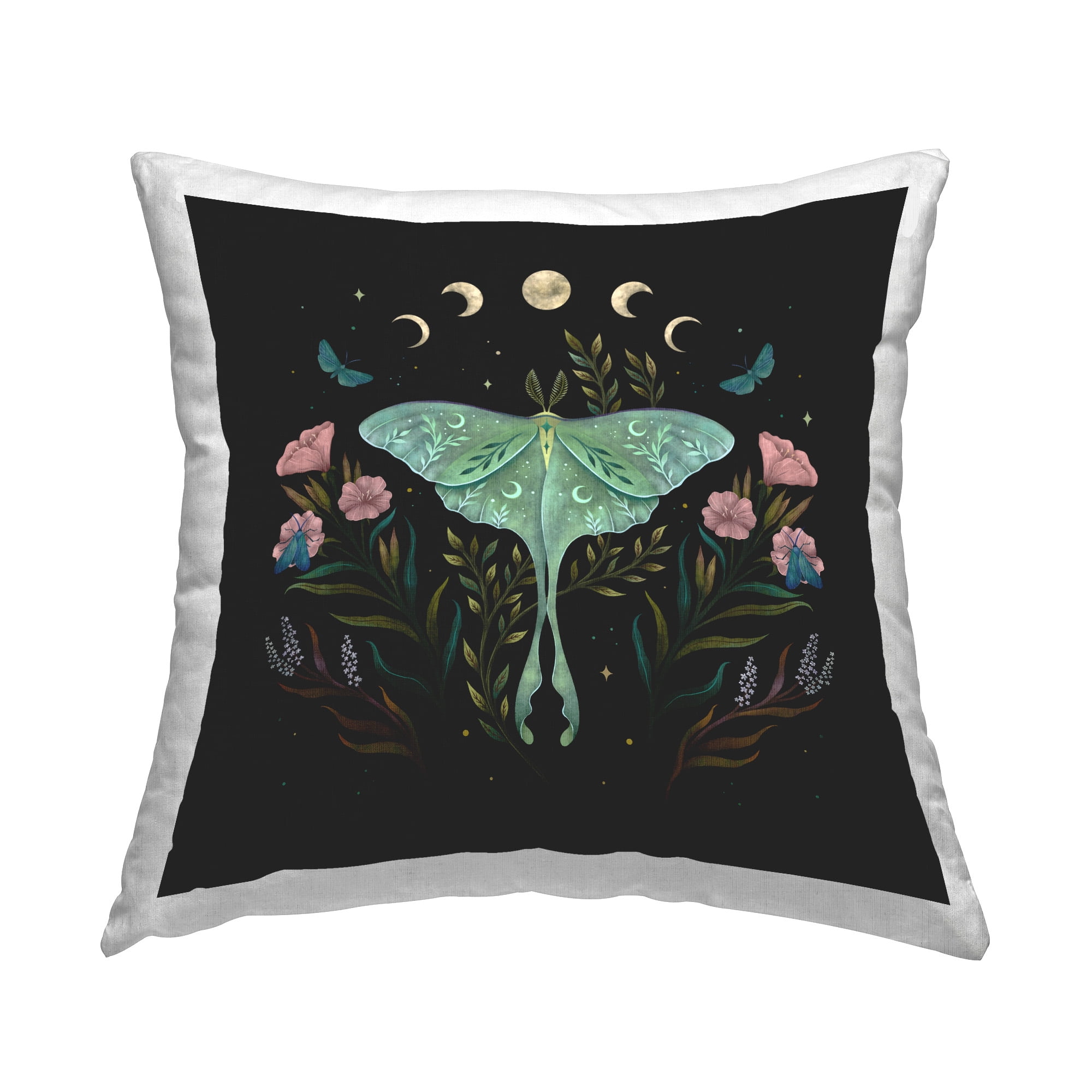 Stupell Industries Moon Phases Moth Decorative Printed Throw Pillow Design by Episodic Drawings