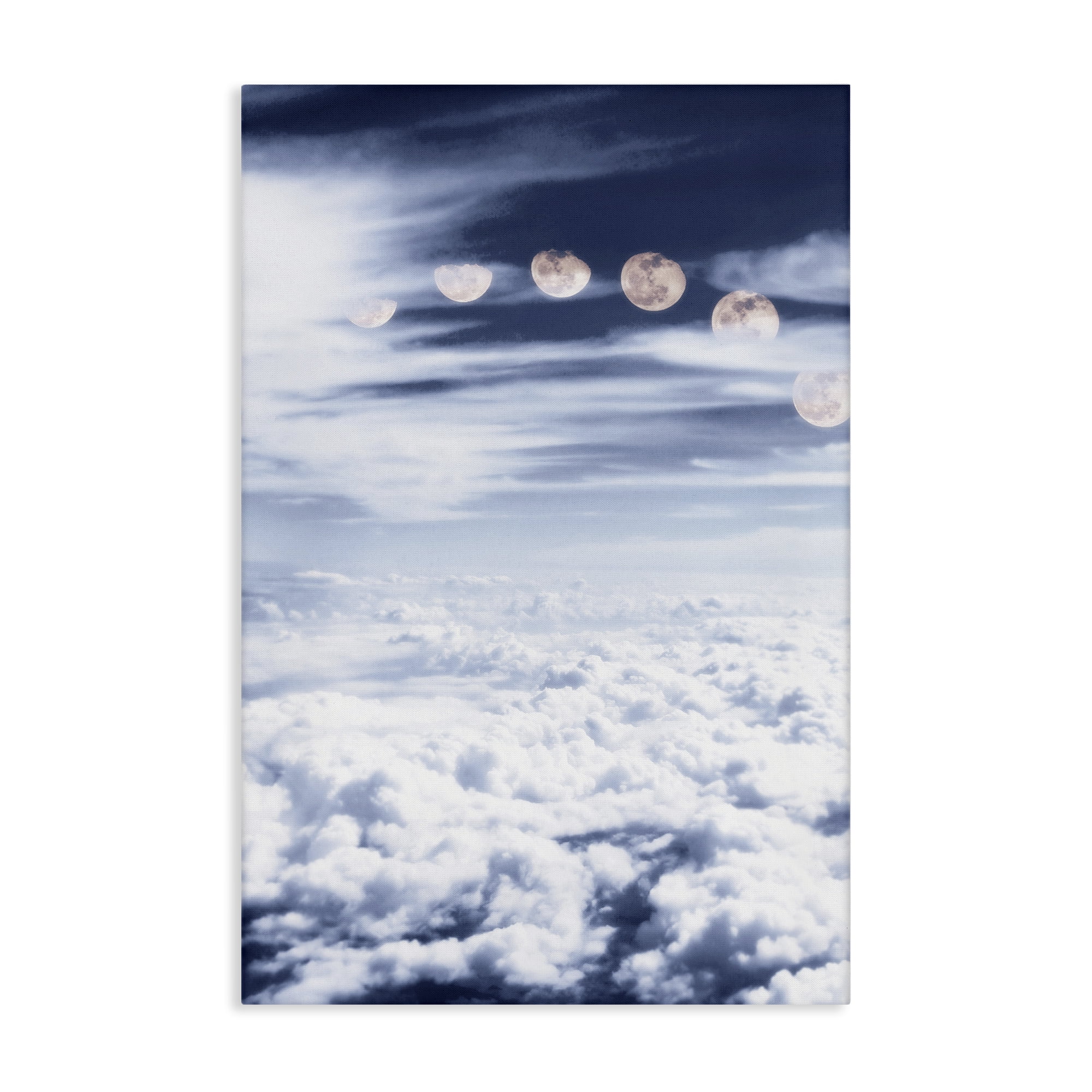 Stupell Industries Moon Phases Over Clouds Landscape Painting Gallery Wrapped Canvas Art Print Wall Art, 20 x 30