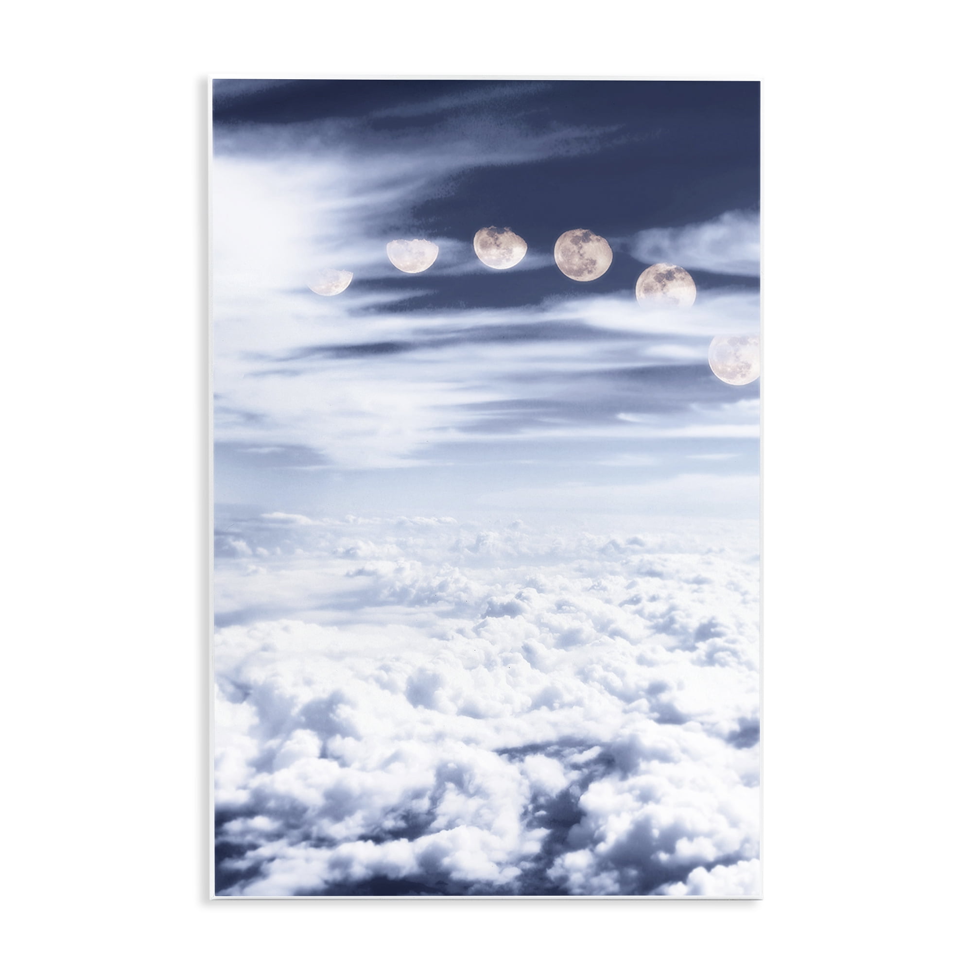 Stupell Industries Moon Phases Over Clouds Landscape Painting Unframed Art Print Wall Art, 13 x 19