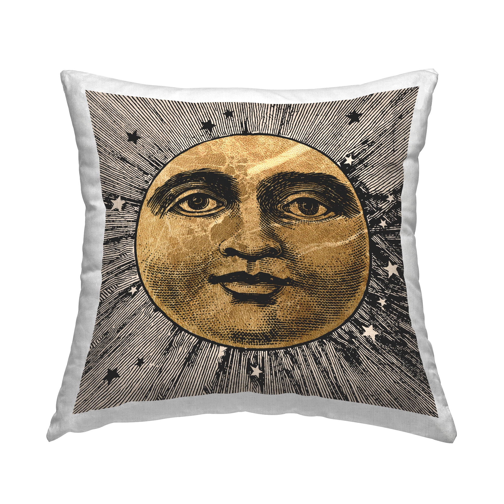 Stupell Industries Moon & Stars Face Decorative Printed Throw Pillow, 18 x 18