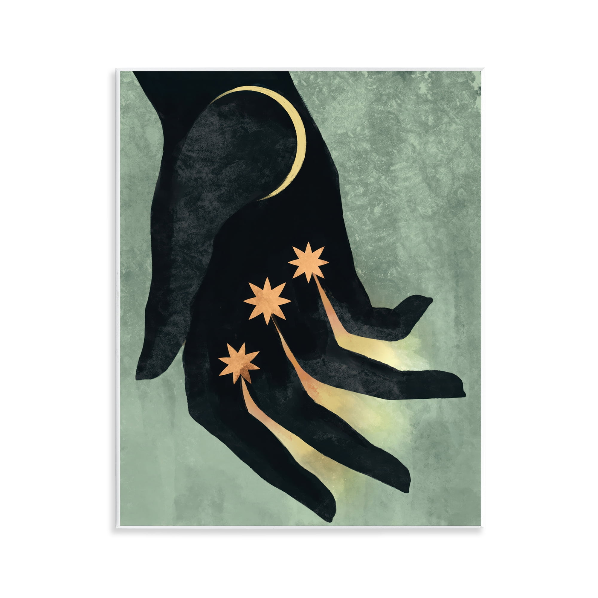 Stupell Industries Moon & Stars Hand Astrology & Stars Painting Unframed Art Print Wall Art, 11 x 14