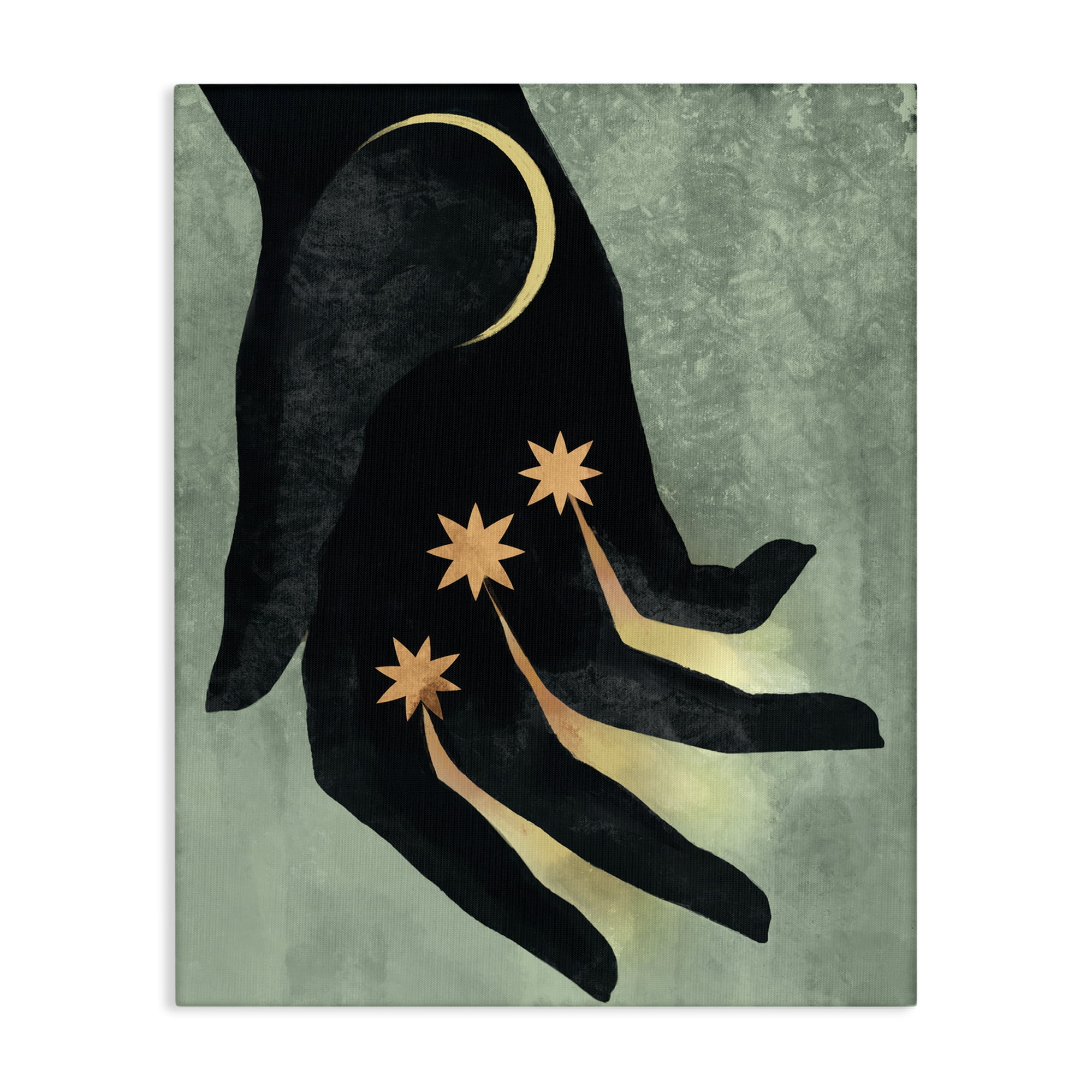 Stupell Industries Moon & Stars Hand Astrology & Stars Painting Wrapped Canvas Art Print Wall Art, 36 x 48