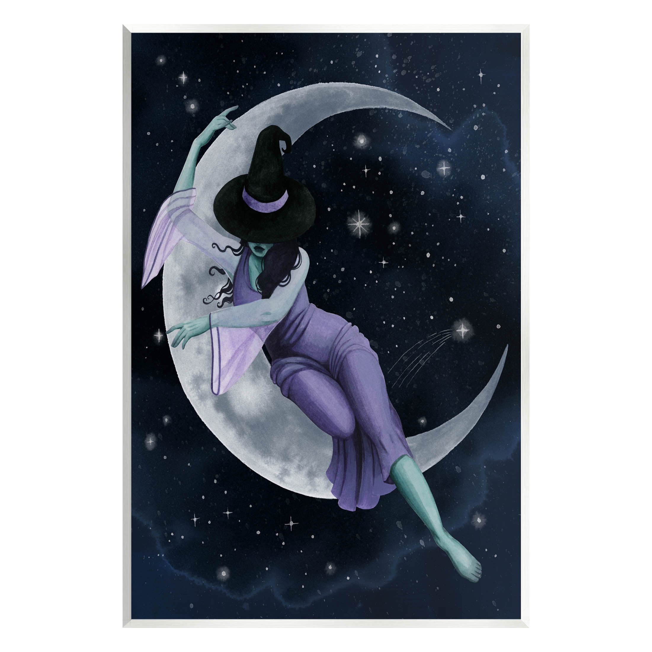 Stupell Industries Moon Witch Starry Night Sky Painting Unframed Art Print Wall Art, Design by Grace Popp