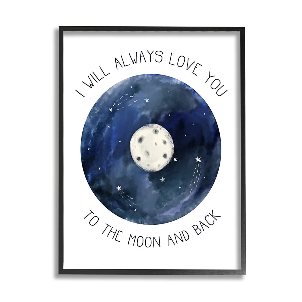 Stupell Industries Moon and Back Romantic Phrase Night Constellation Black Framed by Daphne Polselli