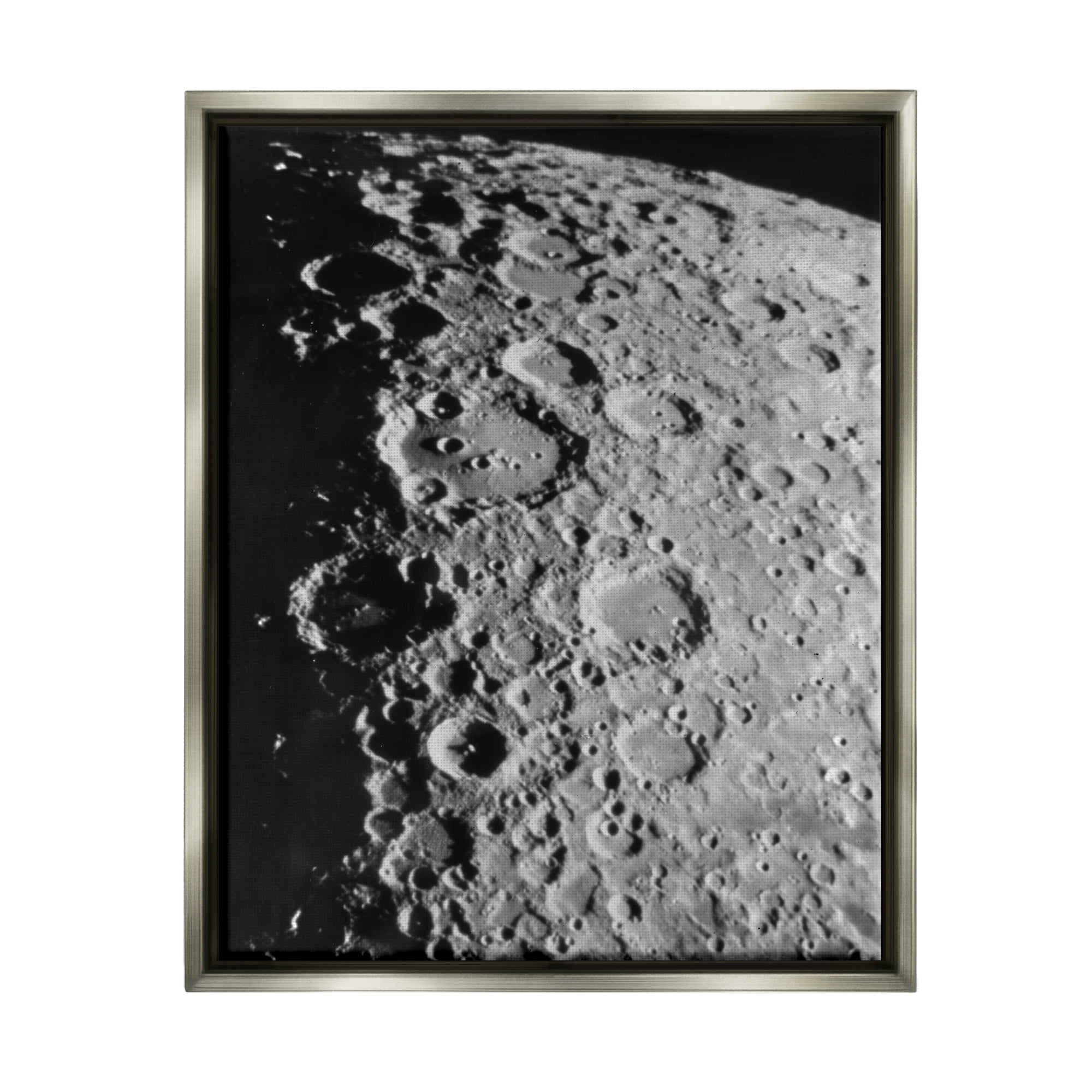 Stupell Industries Moon in Outer Space Fairy Tales & Fantasy Photography Gray Floater Framed Art Print Wall Art, 25 x 31