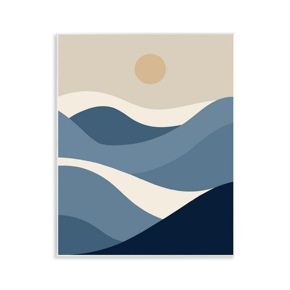 Stupell Industries Moon over Blue Hills Landscape & Nature Painting Unframed Art Print Wall Art, 11 x 14