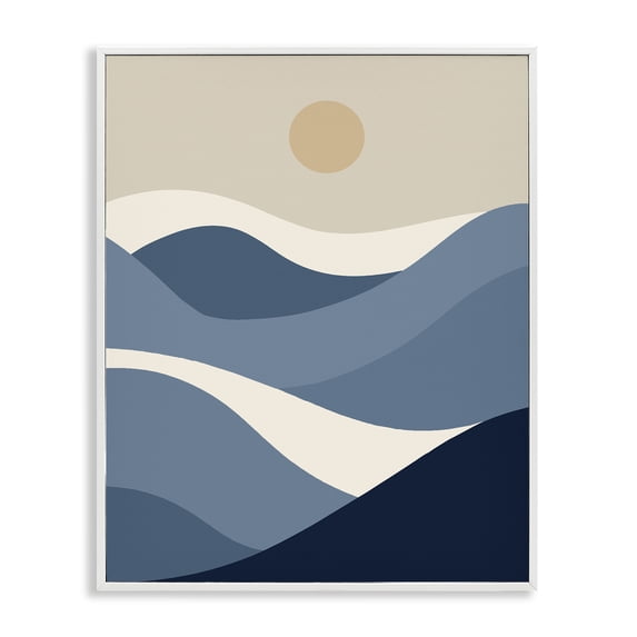 Stupell Industries Contemporary Moon over Blue Hills White Framed Giclee Art, 24 x 30, by Lil' Rue