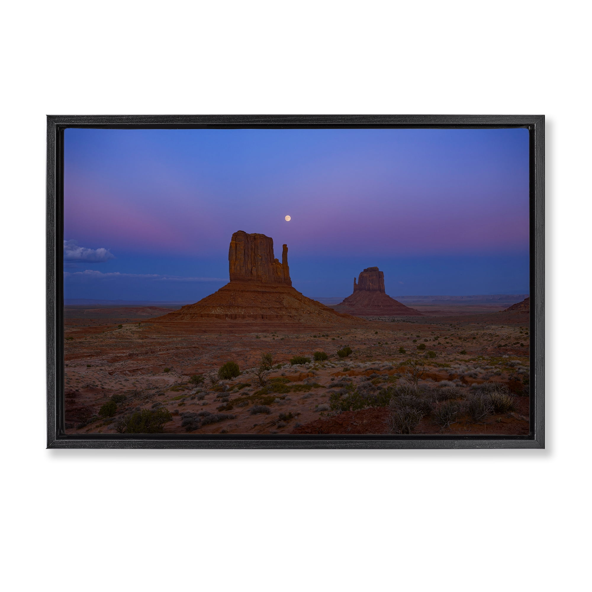 Stupell Industries Moon over Canyon Mesa Landscape & Nature Photography Black Floater Framed Canvas Art Print Wall Art, 31 x 21