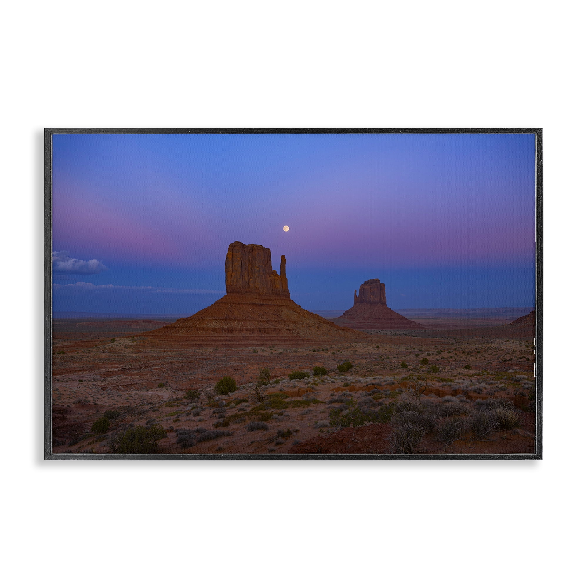Stupell Industries Moon over Canyon Mesa Landscape & Nature Photography Black Framed Art Print Wall Art, 24 x 16