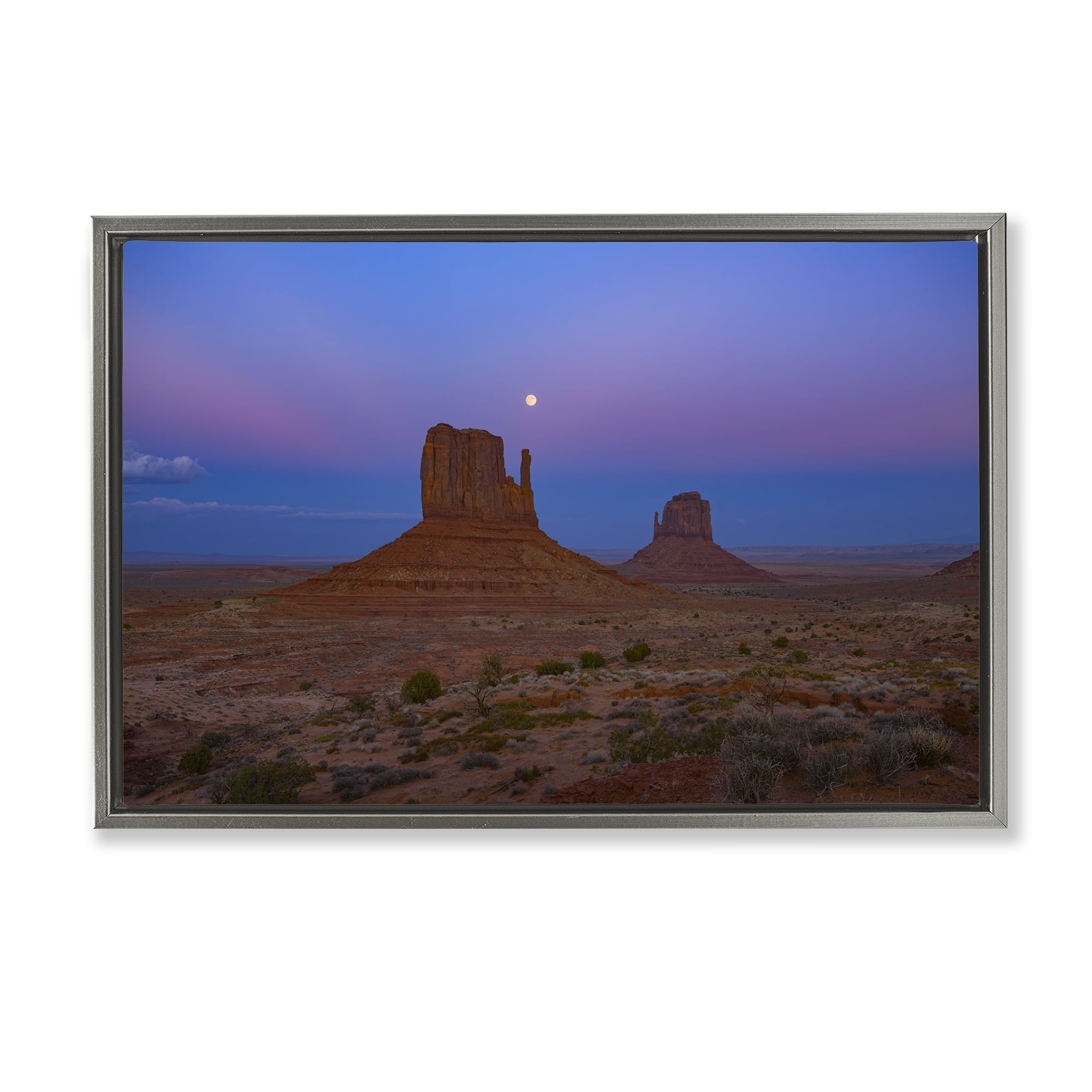 Stupell Industries Moon over Canyon Mesa Landscape & Nature Photography Gray Floater Framed Canvas Art Print Wall Art, 31 x 21