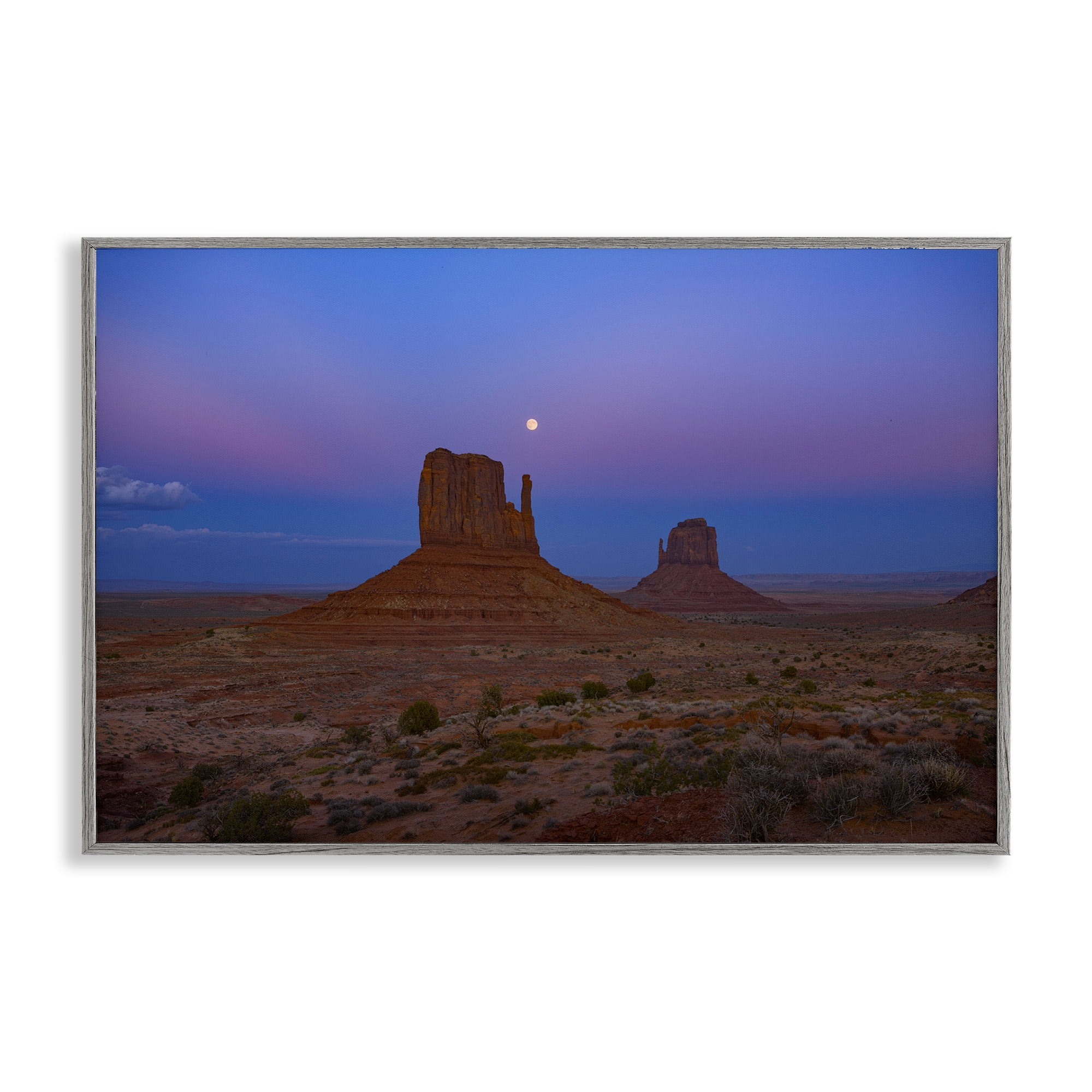 Stupell Industries Moon over Canyon Mesa Landscape & Nature Photography Gray Framed Art Print Wall Art, 30 x 20