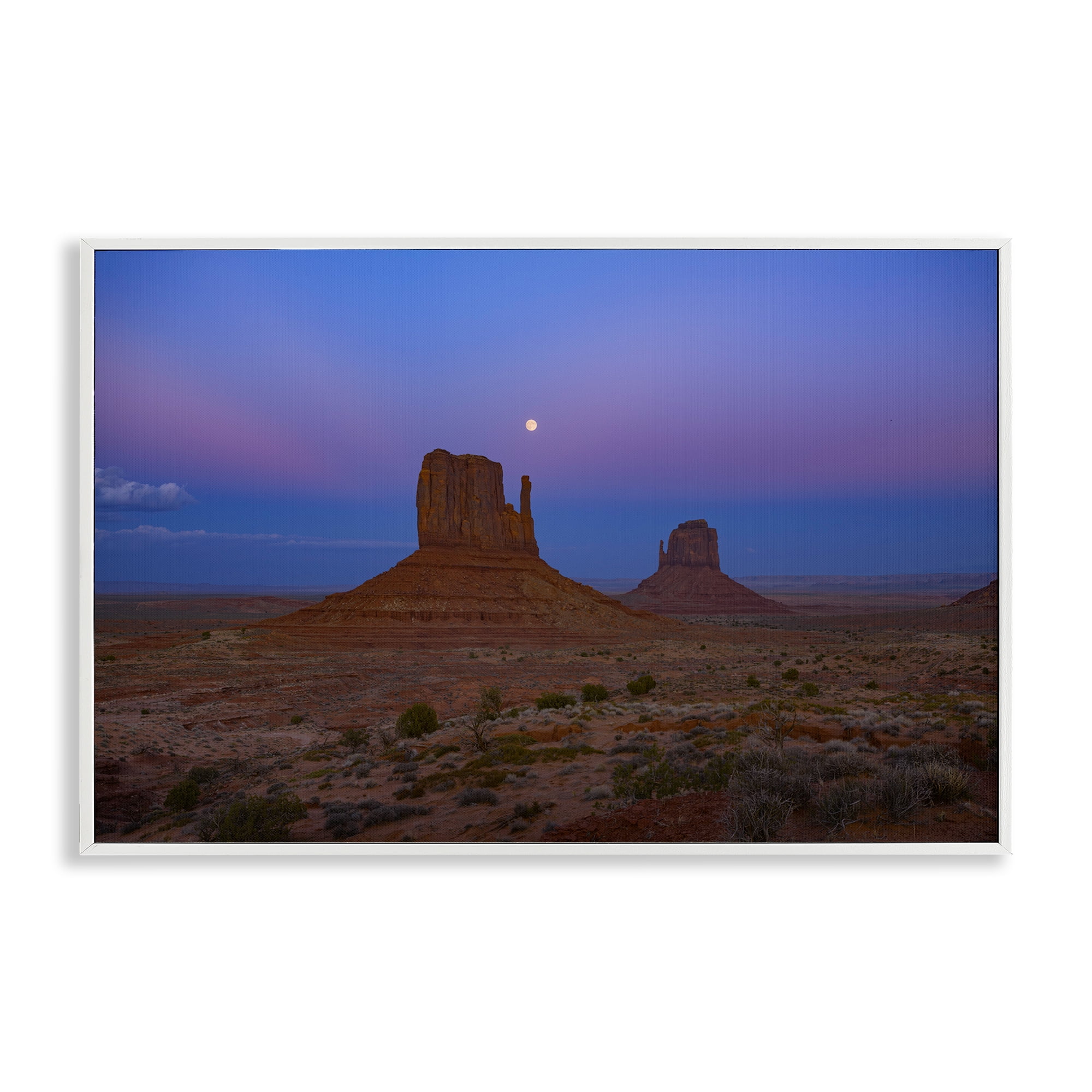 Stupell Industries Moon over Canyon Mesa Landscape & Nature Photography White Framed Art Print Wall Art, 30 x 20