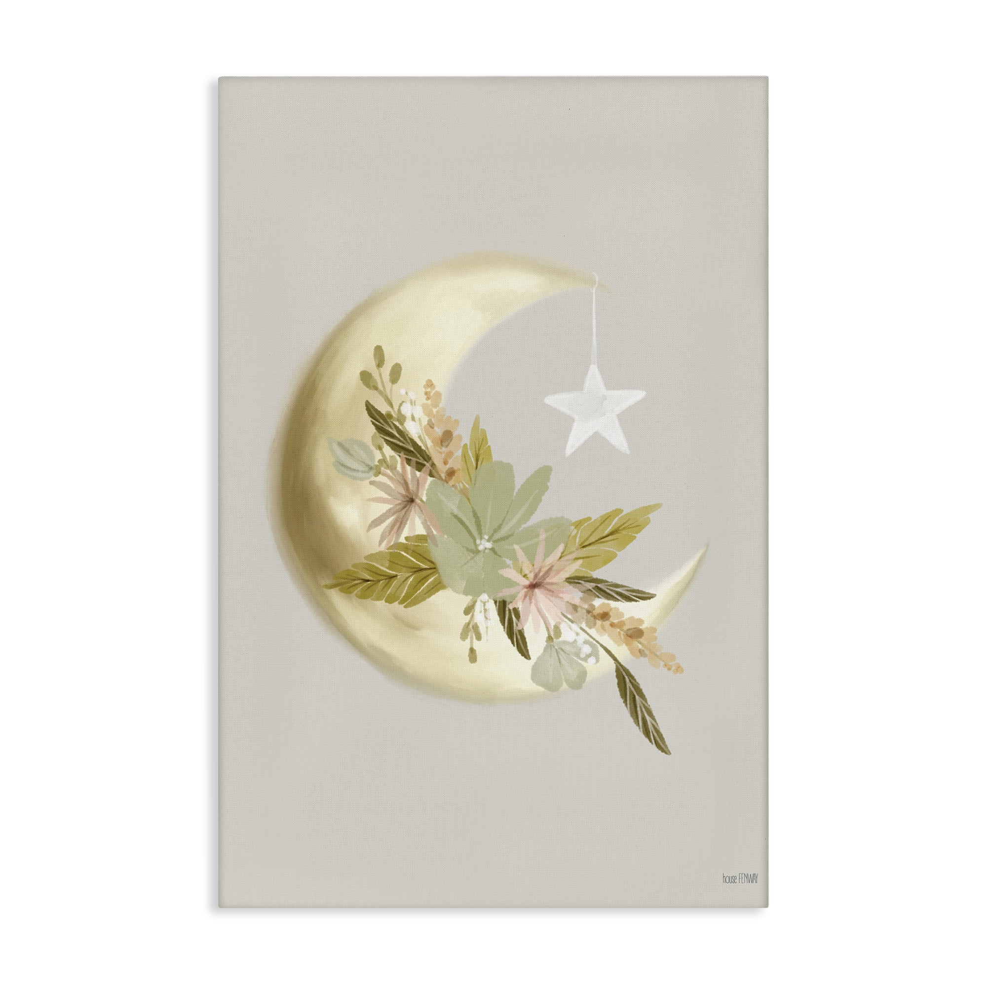 Stupell Industries Moon with Flowers Landscape Painting Gallery Wrapped Canvas Art Print Wall Art, 30 x 45