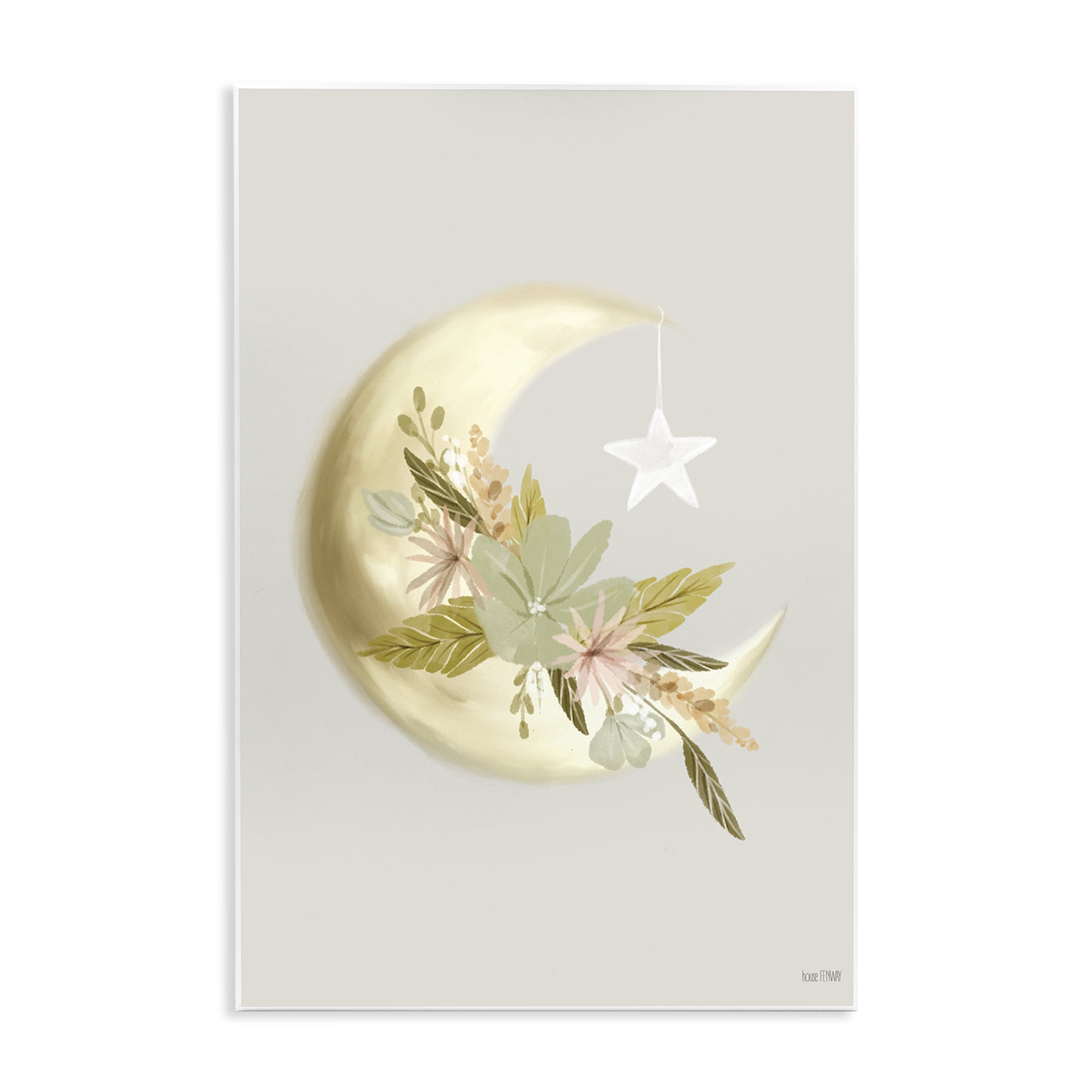 Stupell Industries Moon with Flowers Landscape Painting Unframed Art Print Wall Art, 10 x 15