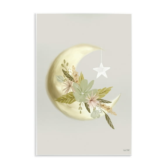 Stupell Industries Moon with Flowers Landscape Painting Unframed Art Print Wall Art, 10 x 15