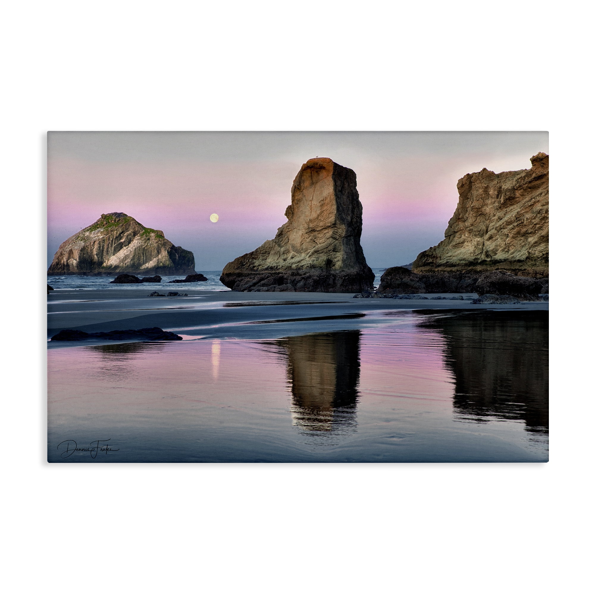 Stupell Industries Moonlit Beach Cliffs Landscape Photography Gallery Wrapped Canvas Art Print Wall Art, 30 x 20