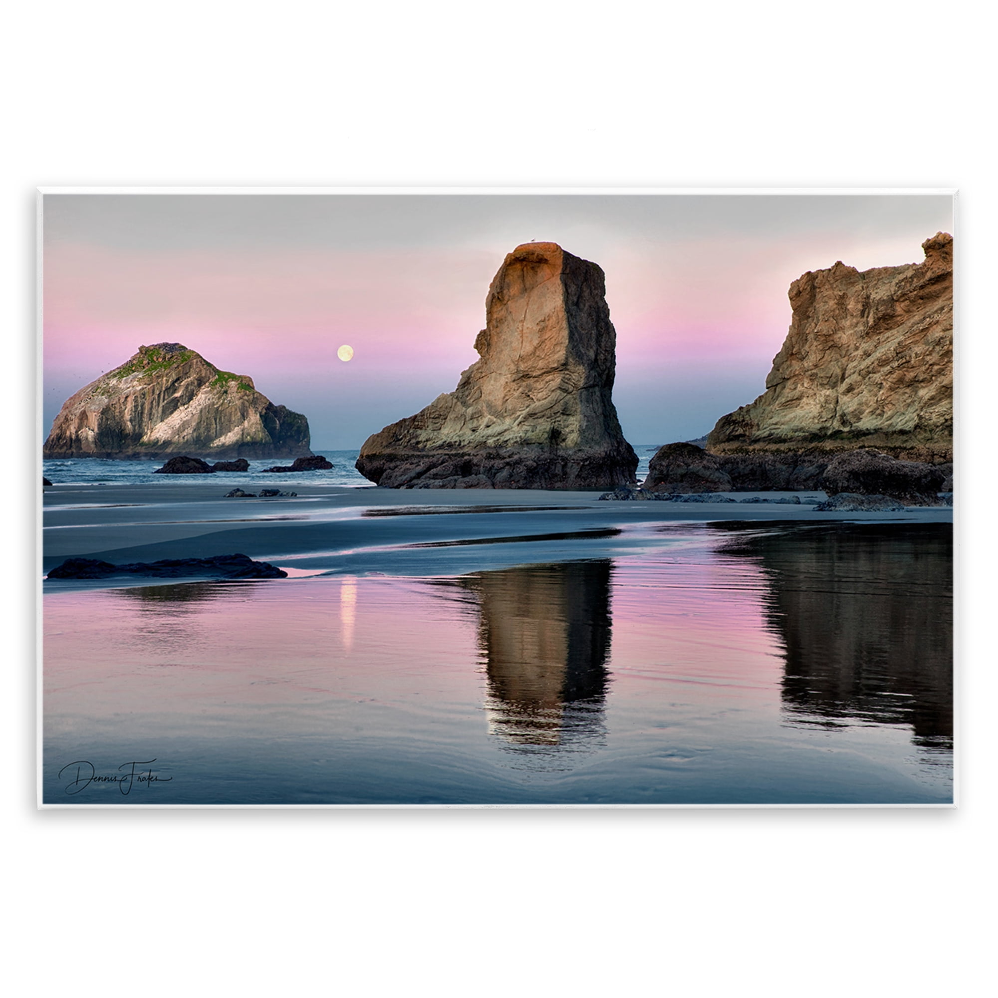 Stupell Industries Moonlit Beach Cliffs Landscape Photography Unframed Art Print Wall Art, 19 x 13