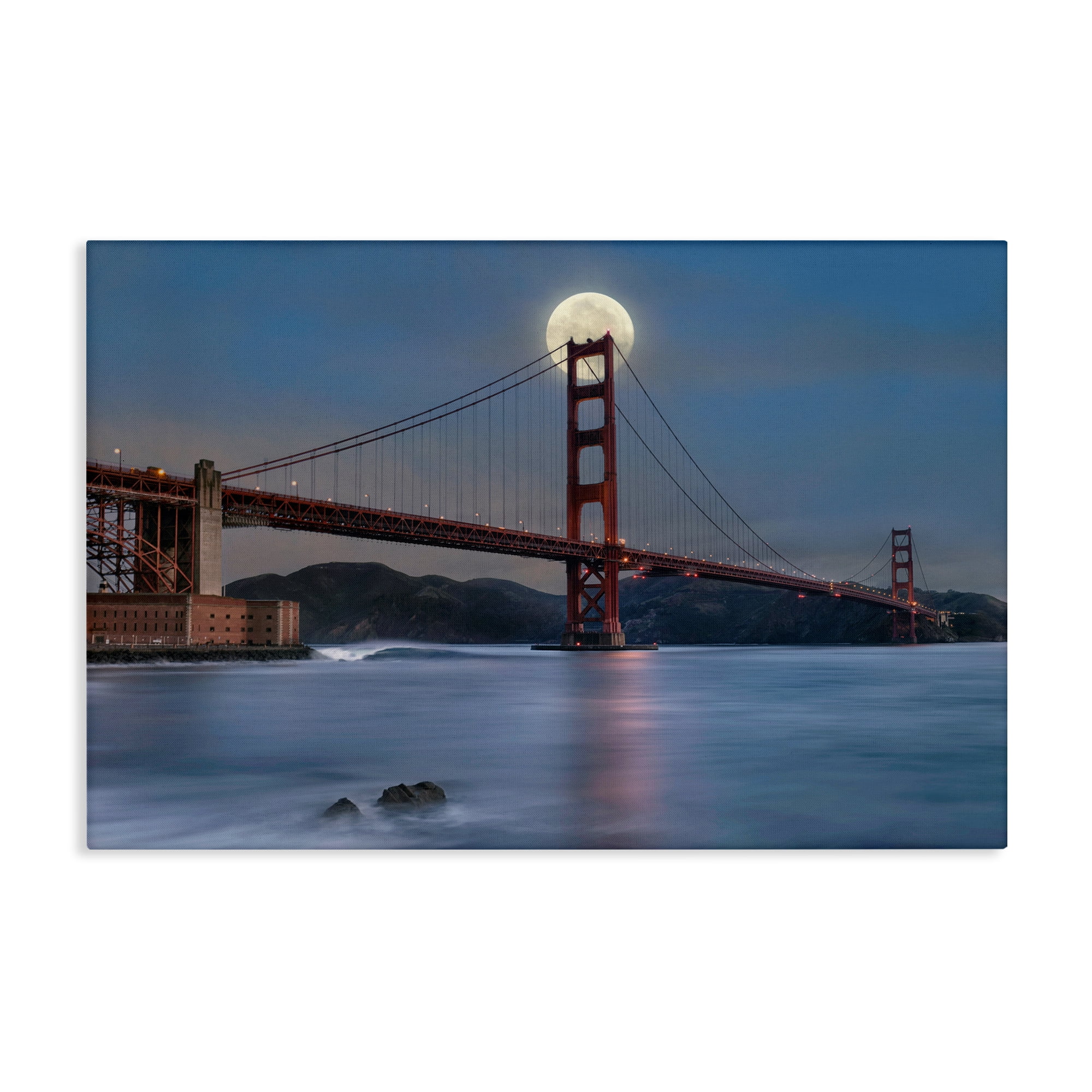 Stupell Industries Moonlit Bridge Landmark Scenic & Cityscapes Painting Wrapped Canvas Art Print Wall Art, 36 x 24
