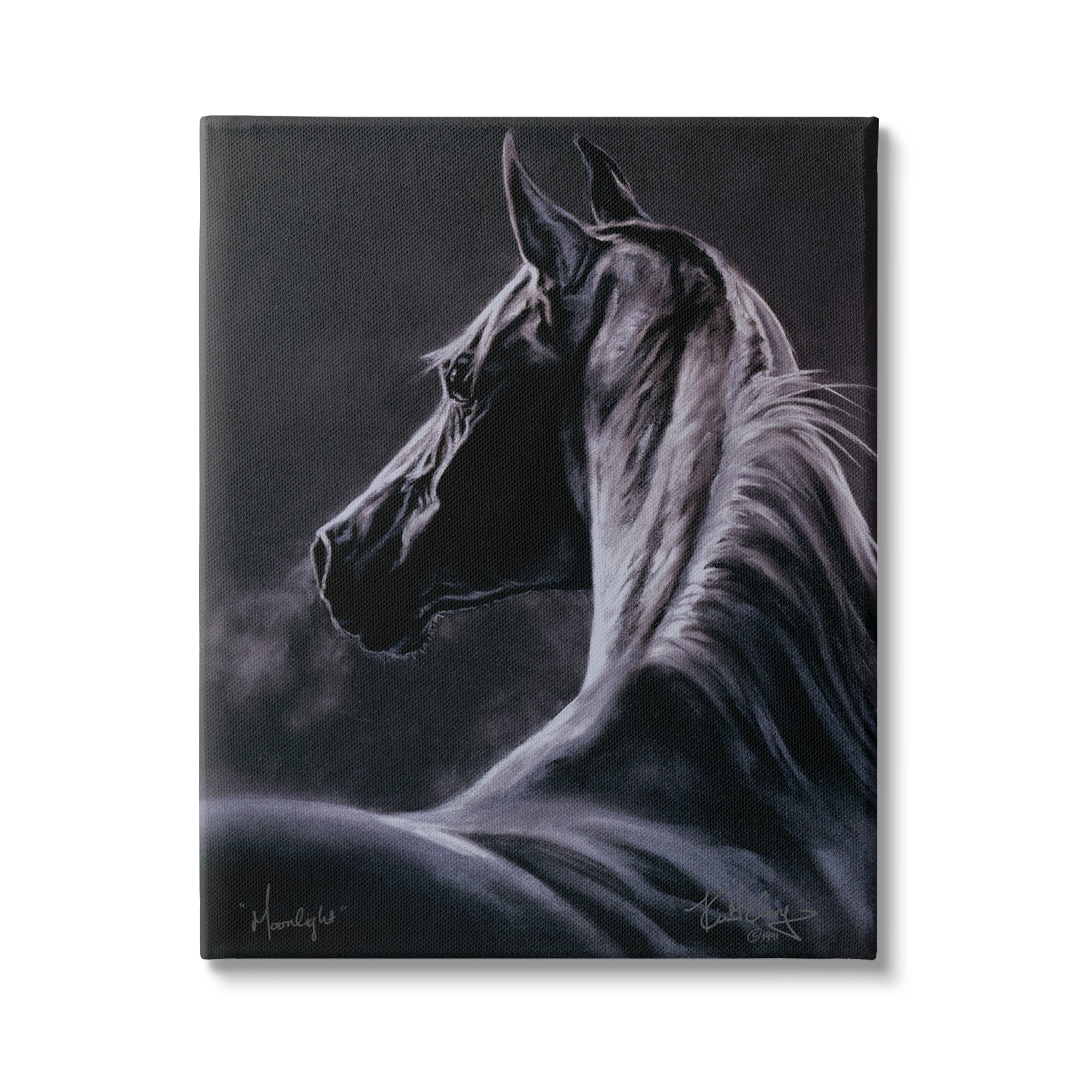 Stupell Industries Moonlit Horse Portrait Animals & Insects Painting Gallery Wrapped Canvas Print Wall Art, 24 x 30