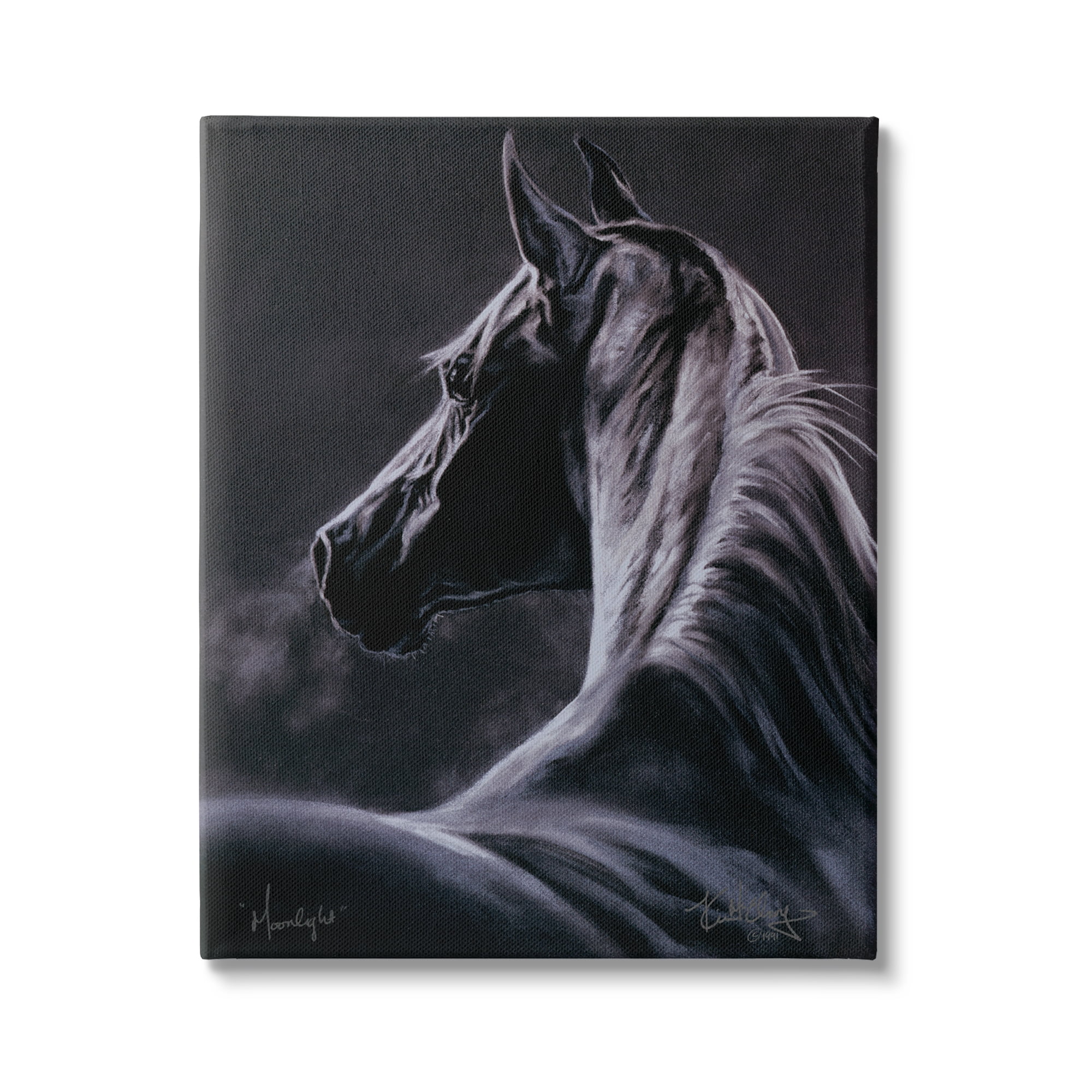 Stupell Industries Moonlit Horse Portrait Animals & Insects Painting Gallery Wrapped Canvas Print Wall Art, 30 x 40
