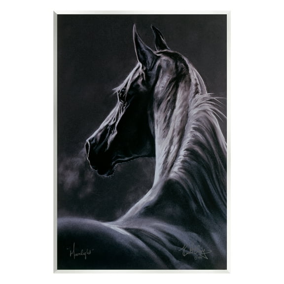 Stupell Industries Moonlit Horse Portrait Animals & Insects Painting Unframed Art Print Wall Art, 10 x 15