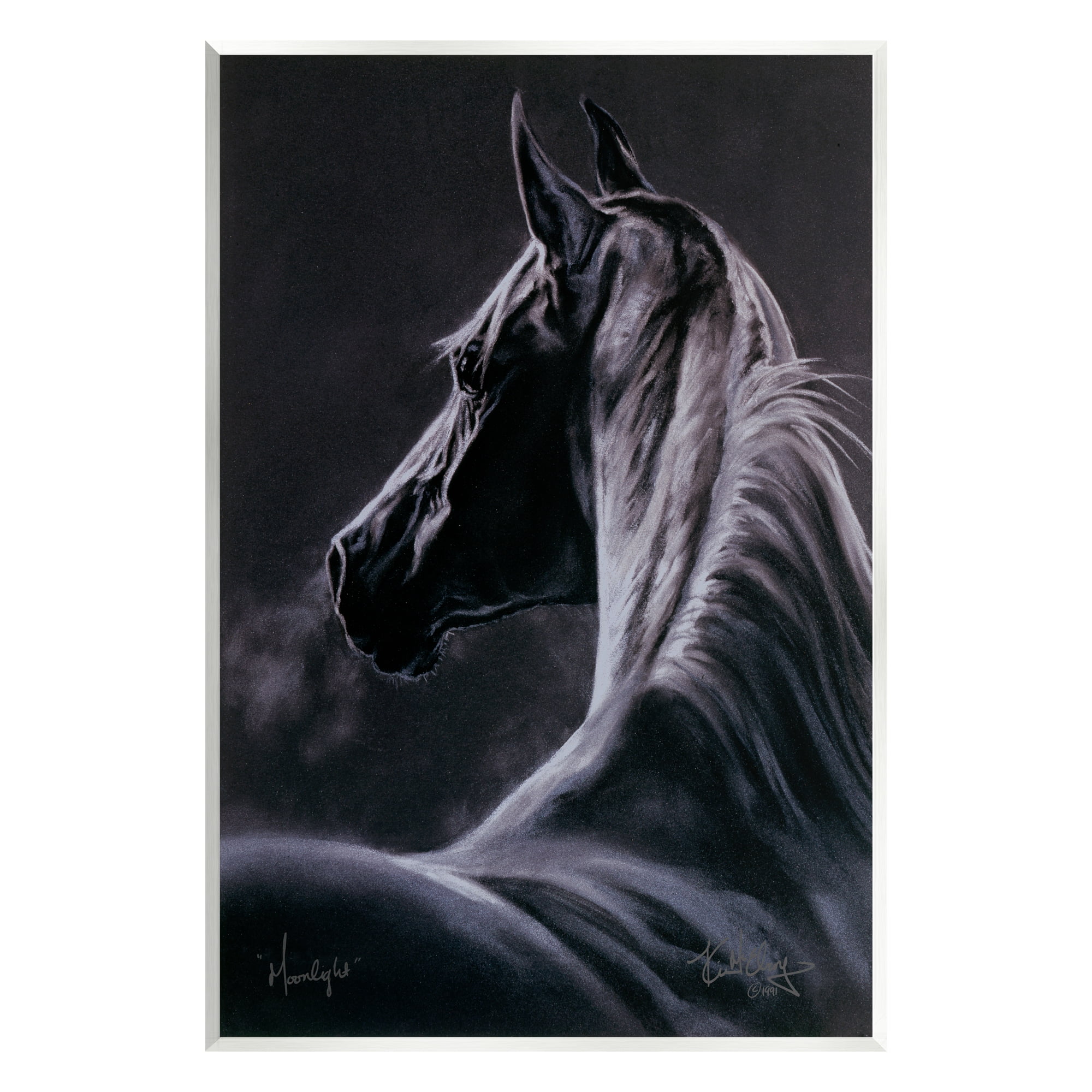 Stupell Industries Moonlit Horse Portrait Animals & Insects Painting Unframed Art Print Wall Art, 13 x 19