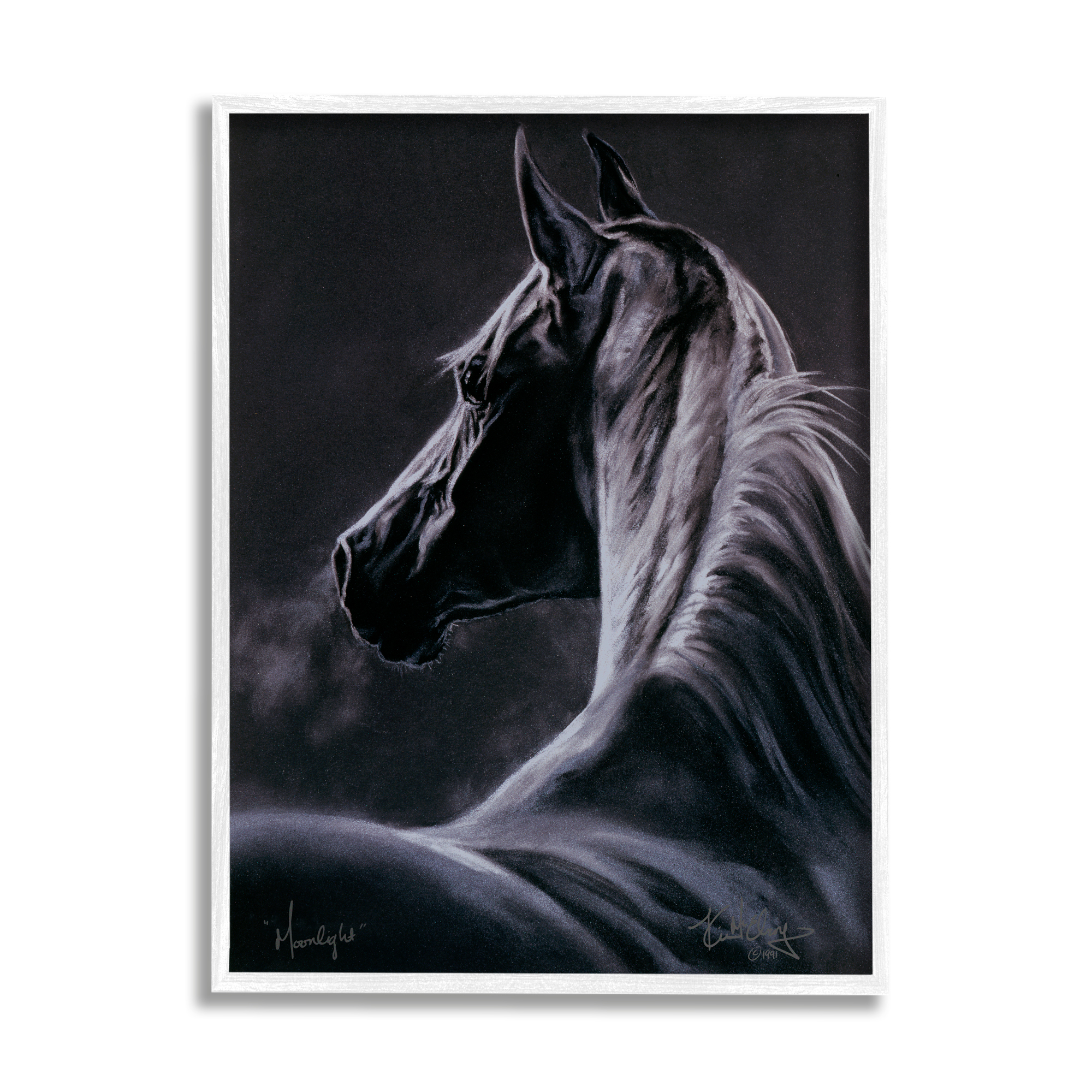 Stupell Industries Moonlit Horse Portrait Animals & Insects Painting White Framed Art Print Wall Art, 24 x 30