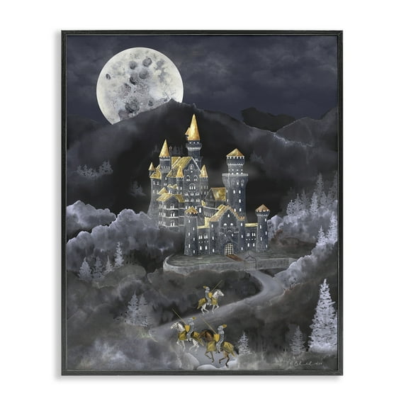 Stupell Industries Moonlit Journey to Castle Black Framed Giclee Art design by Brett Blumenthal, 14 x 11