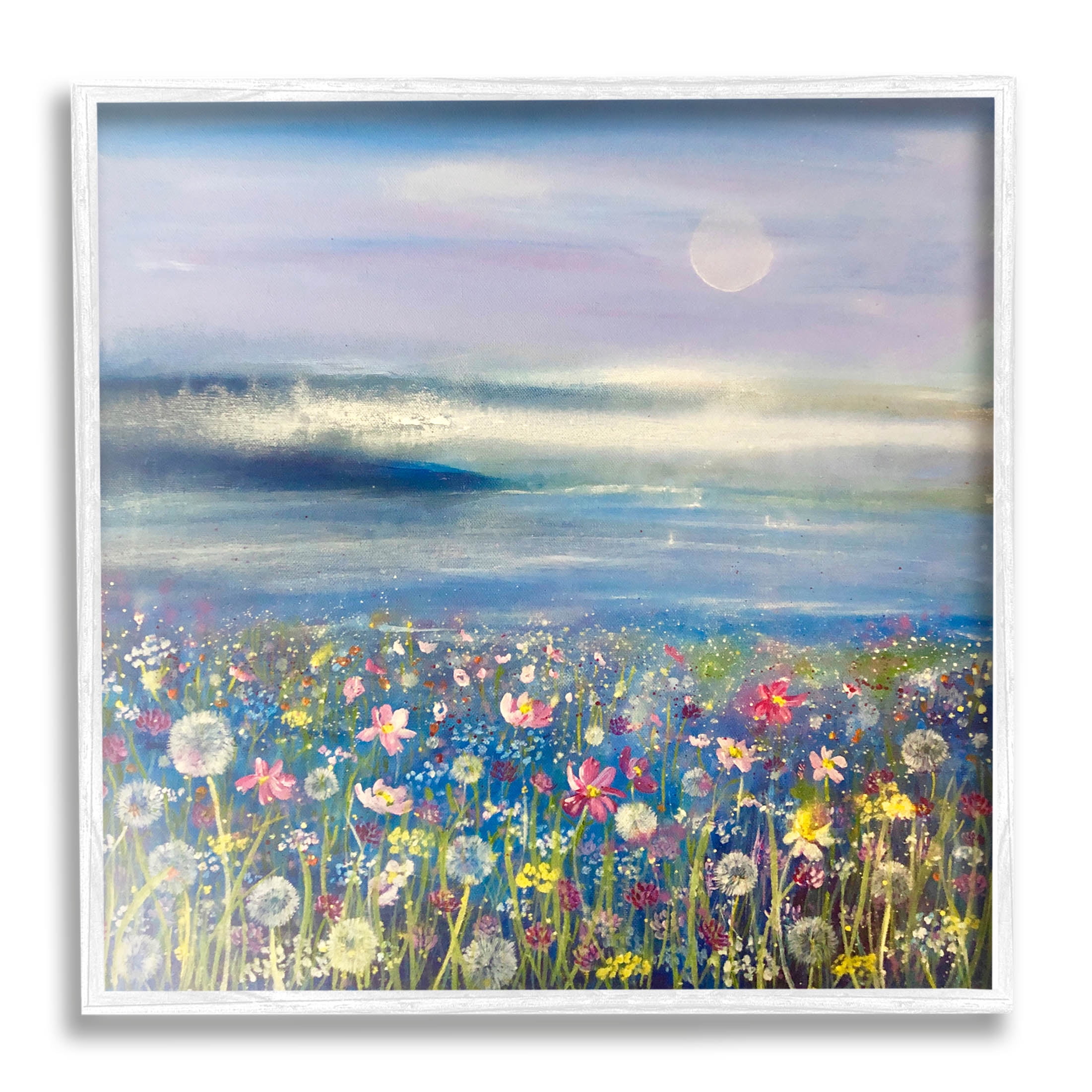 Stupell Industries Moonlit Lake Meadow Painting White Framed Art Print Wall Art, Design by Emma Catherine Debs