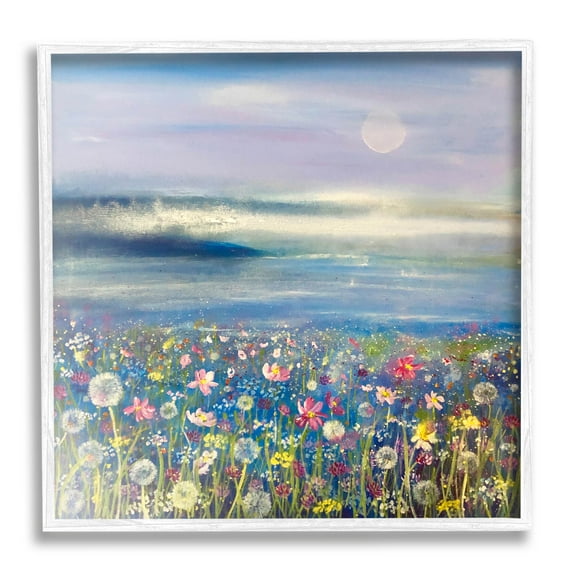 Stupell Industries Moonlit Lake Meadow Painting White Framed Art Print Wall Art, Design by Emma Catherine Debs