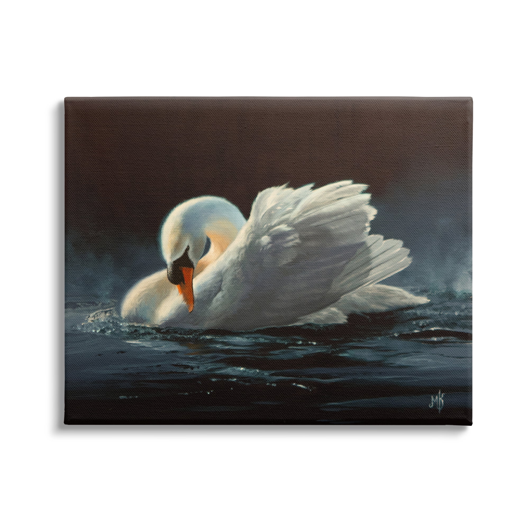 Stupell Industries Moonlit Swan Painting Animals & Insects Painting Gallery Wrapped Canvas Print Wall Art, 48 x 36