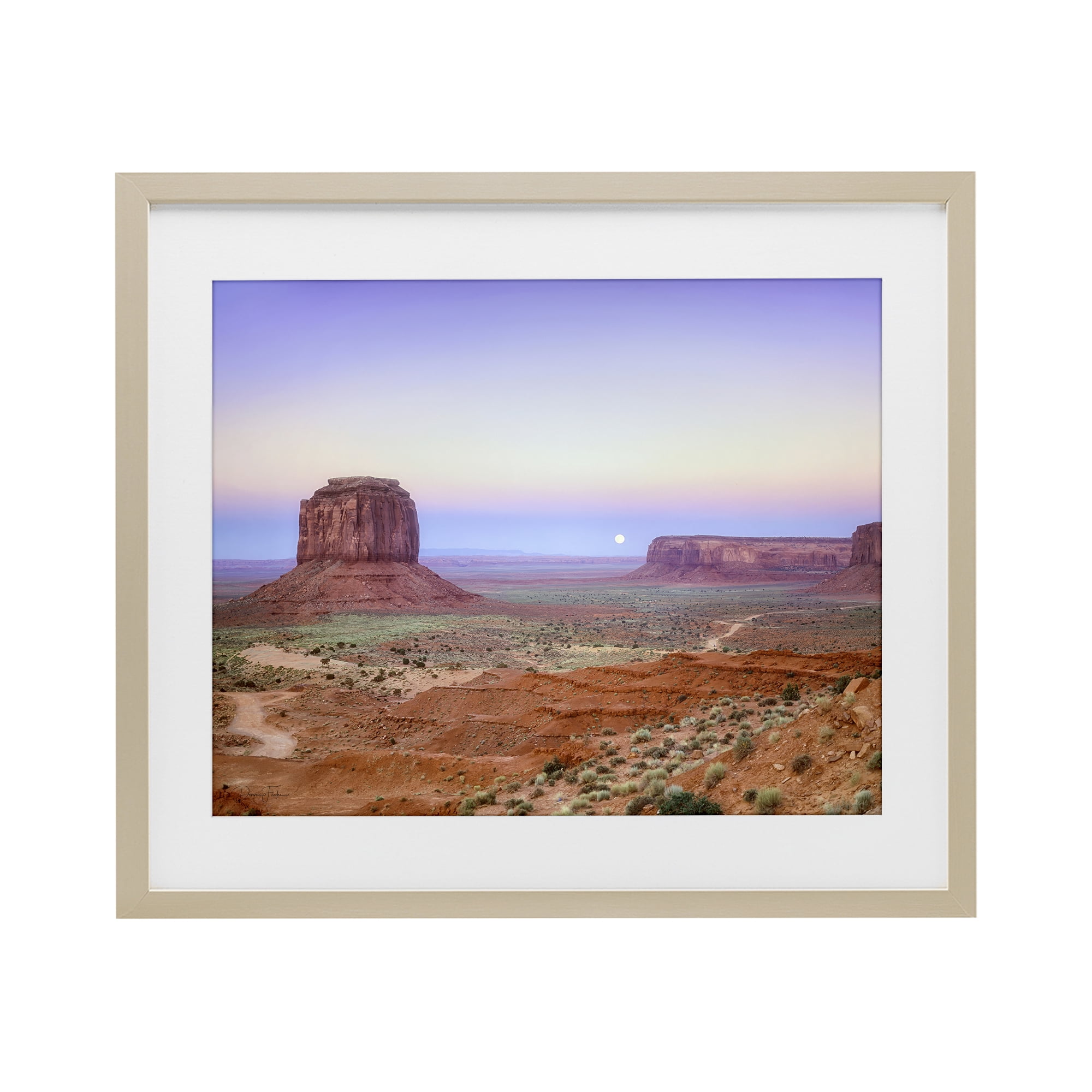 Stupell Industries Moonrise Over Monument Valley Birch Framed Print Under Glass, design by Dennis Frates