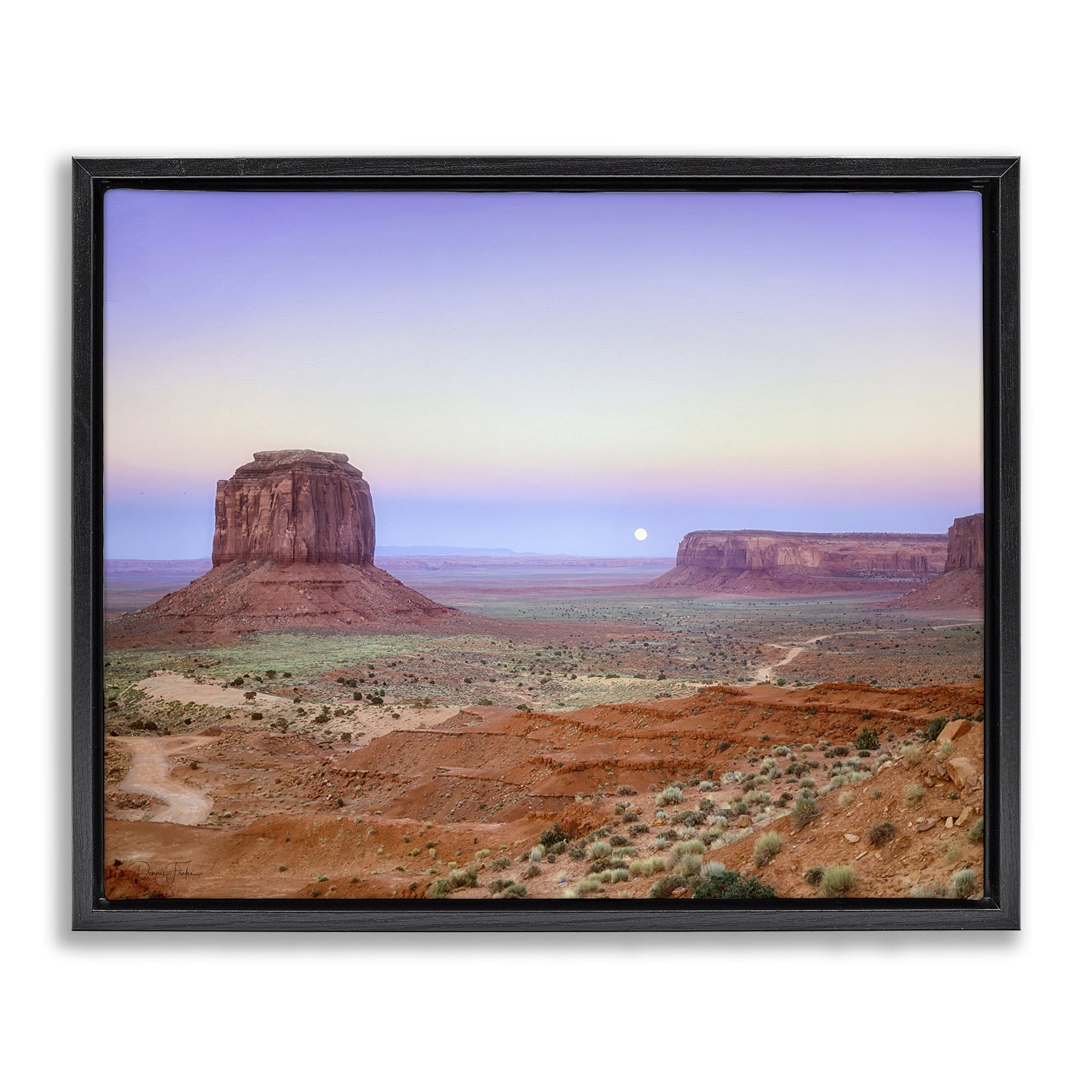 Stupell Industries Moonrise Over Monument Valley Black Framed Floater Canvas Wall Art, design by Dennis Frates