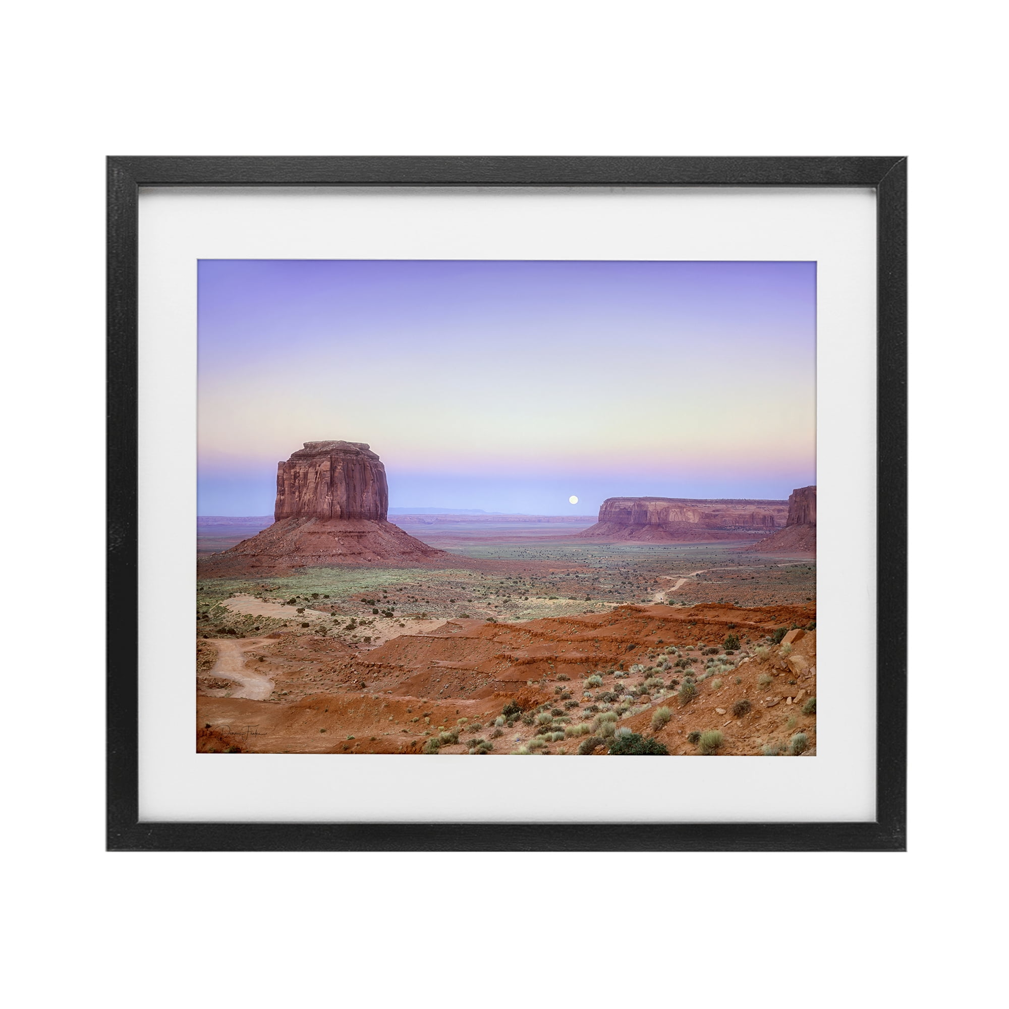 Stupell Industries Moonrise Over Monument Valley Black Framed Print Under Glass, design by Dennis Frates