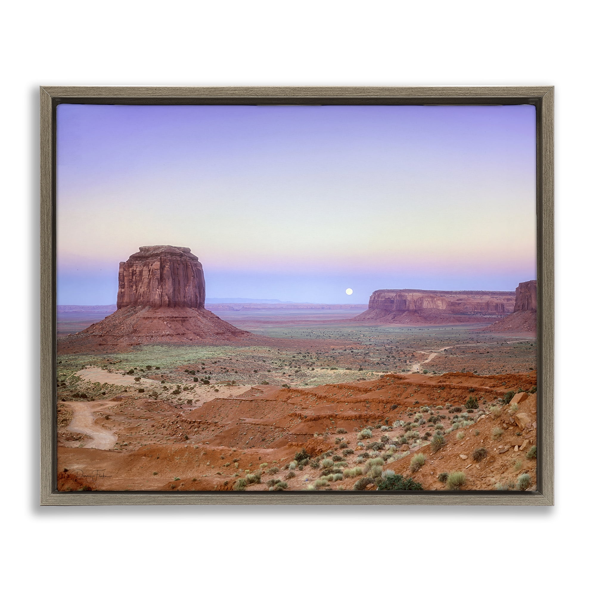 Stupell Industries Moonrise Over Monument Valley Brown Framed Floater Canvas Wall Art, design by Dennis Frates