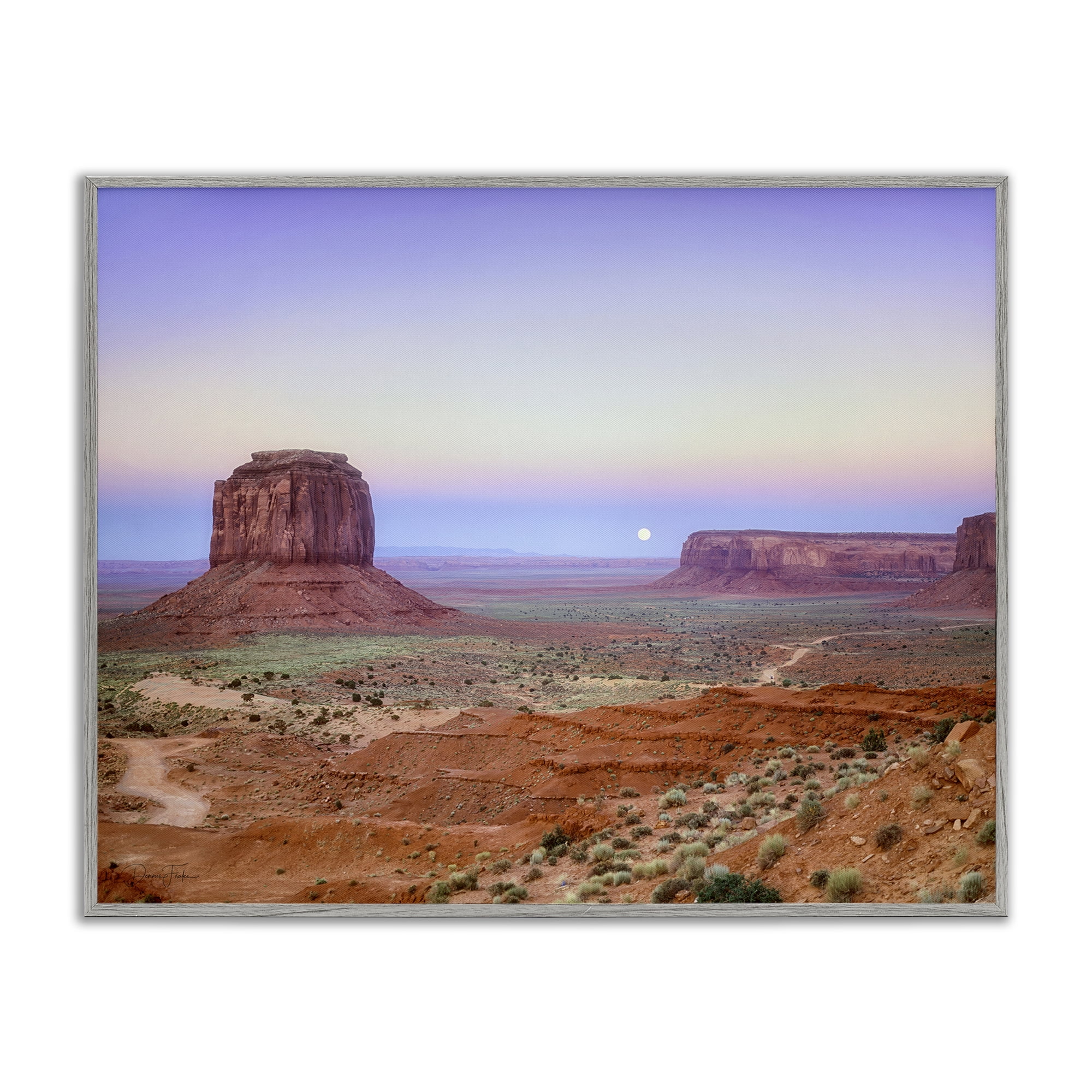 Stupell Industries Moonrise Over Monument Valley Gray Framed Giclee Art, design by Dennis Frates