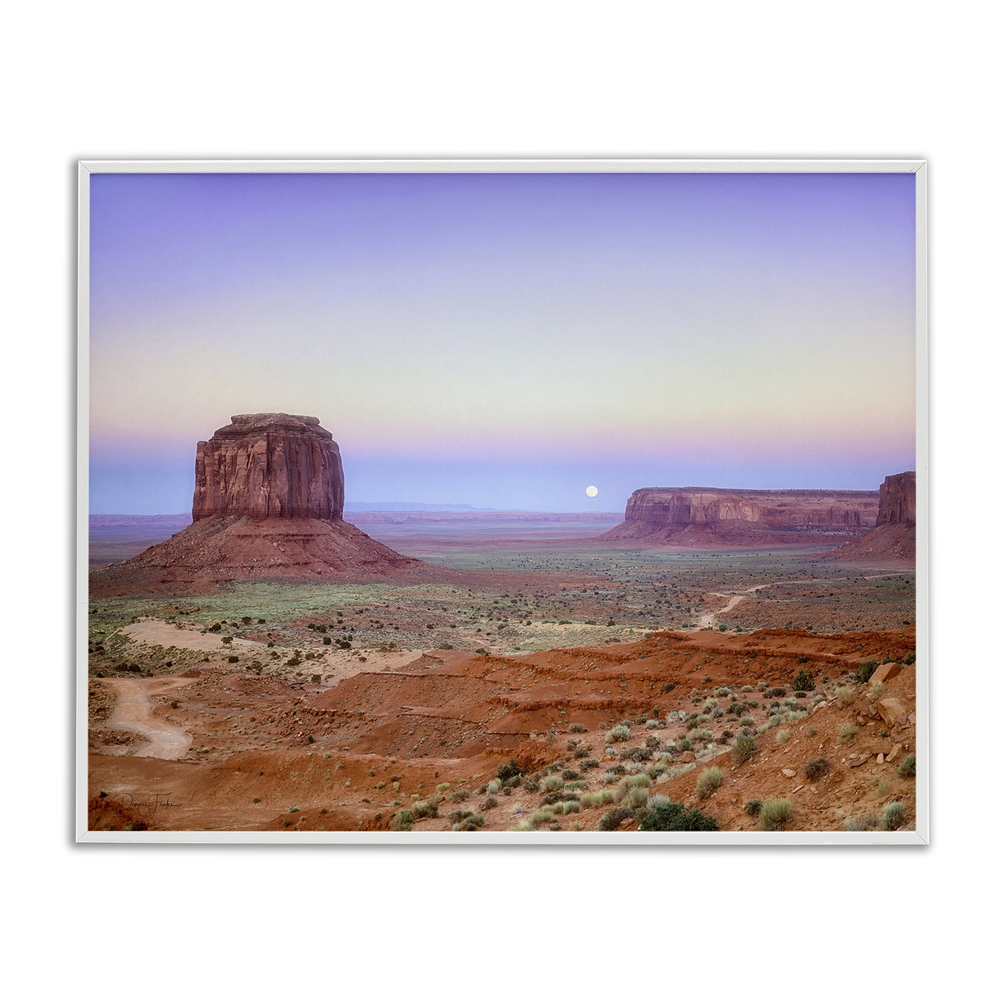 Stupell Industries Moonrise Over Monument Valley White Framed Giclee Art, design by Dennis Frates