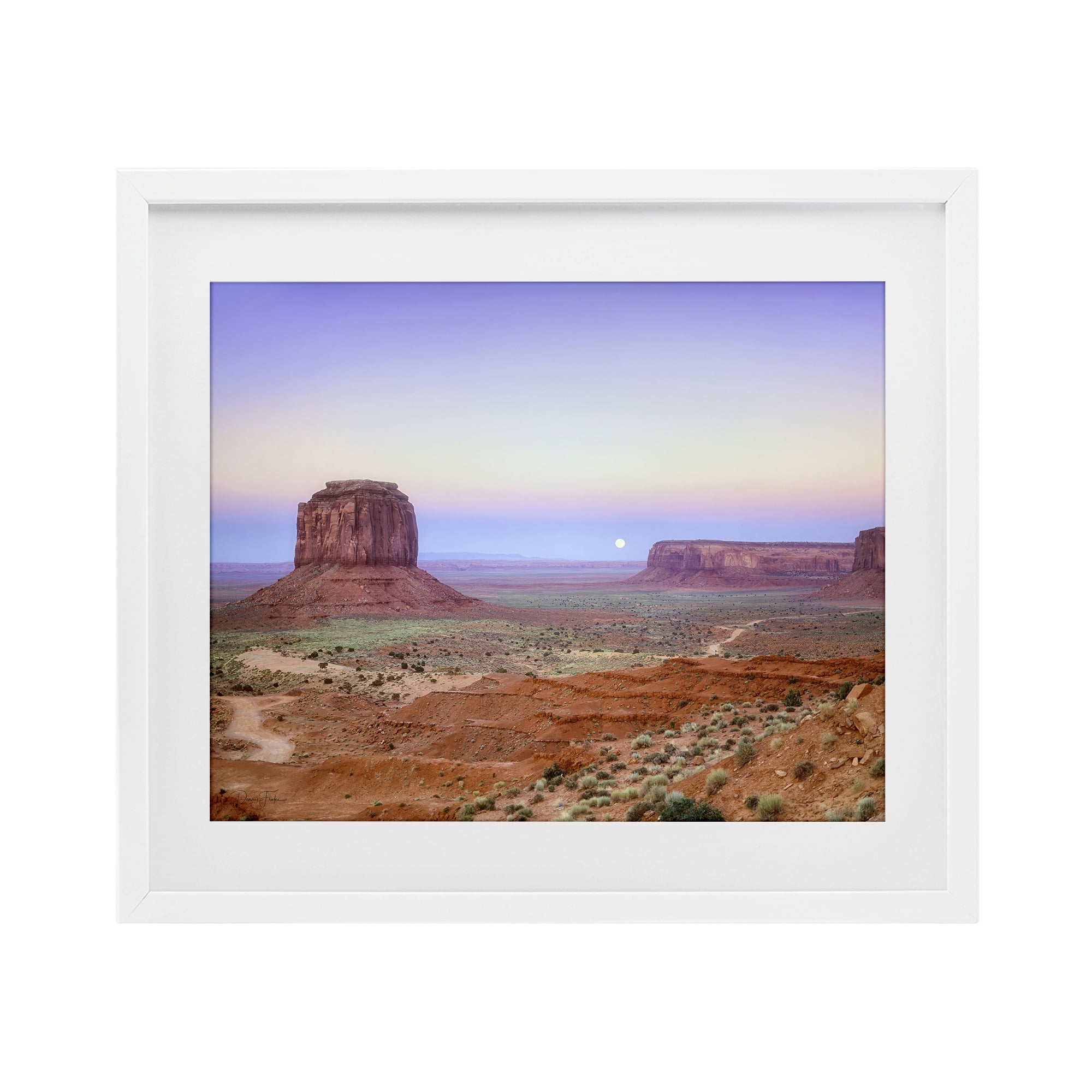 Stupell Industries Moonrise Over Monument Valley White Framed Print Under Glass, design by Dennis Frates