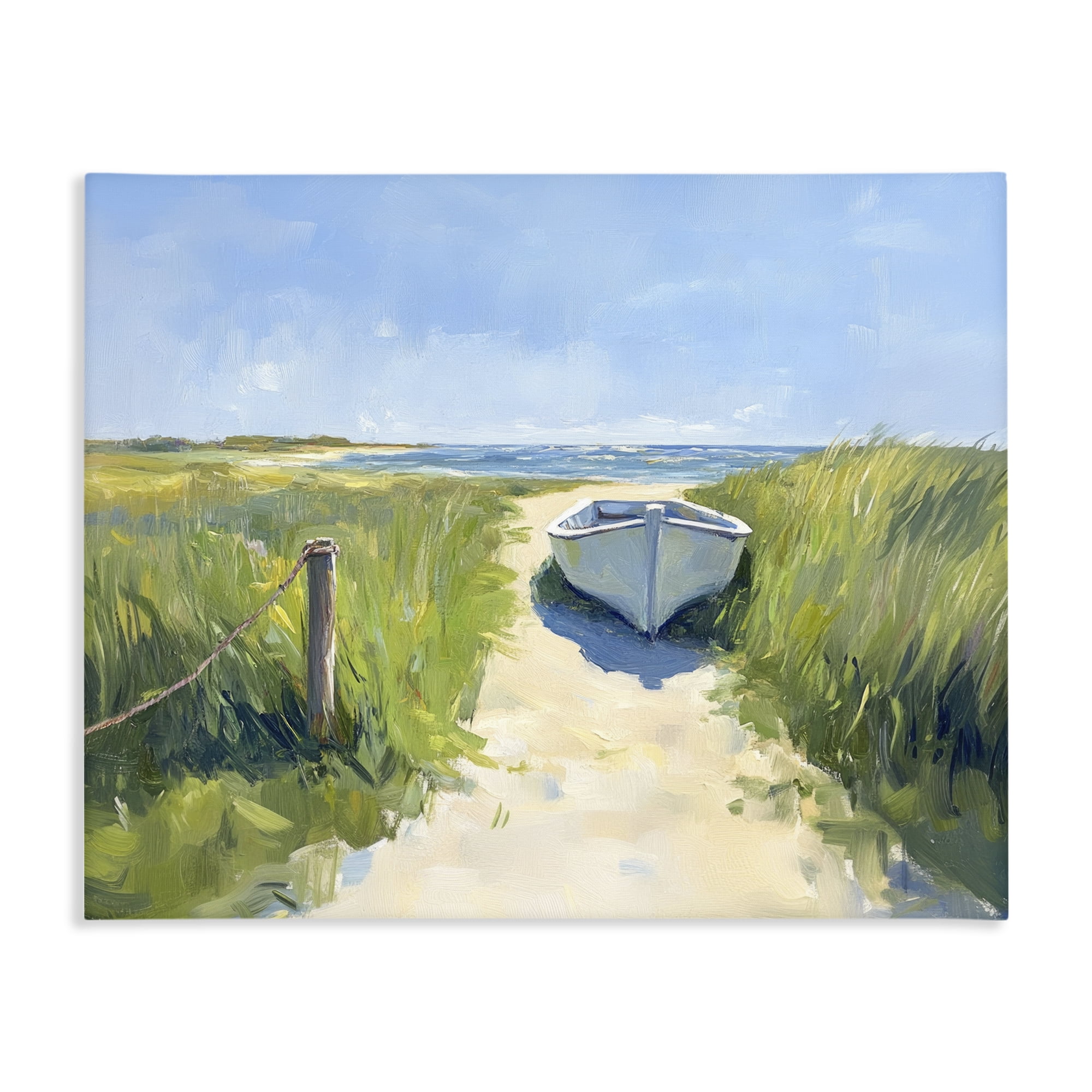 Stupell Industries Moored Boat on Path Canvas Wall Art, design by Sisi and Seb