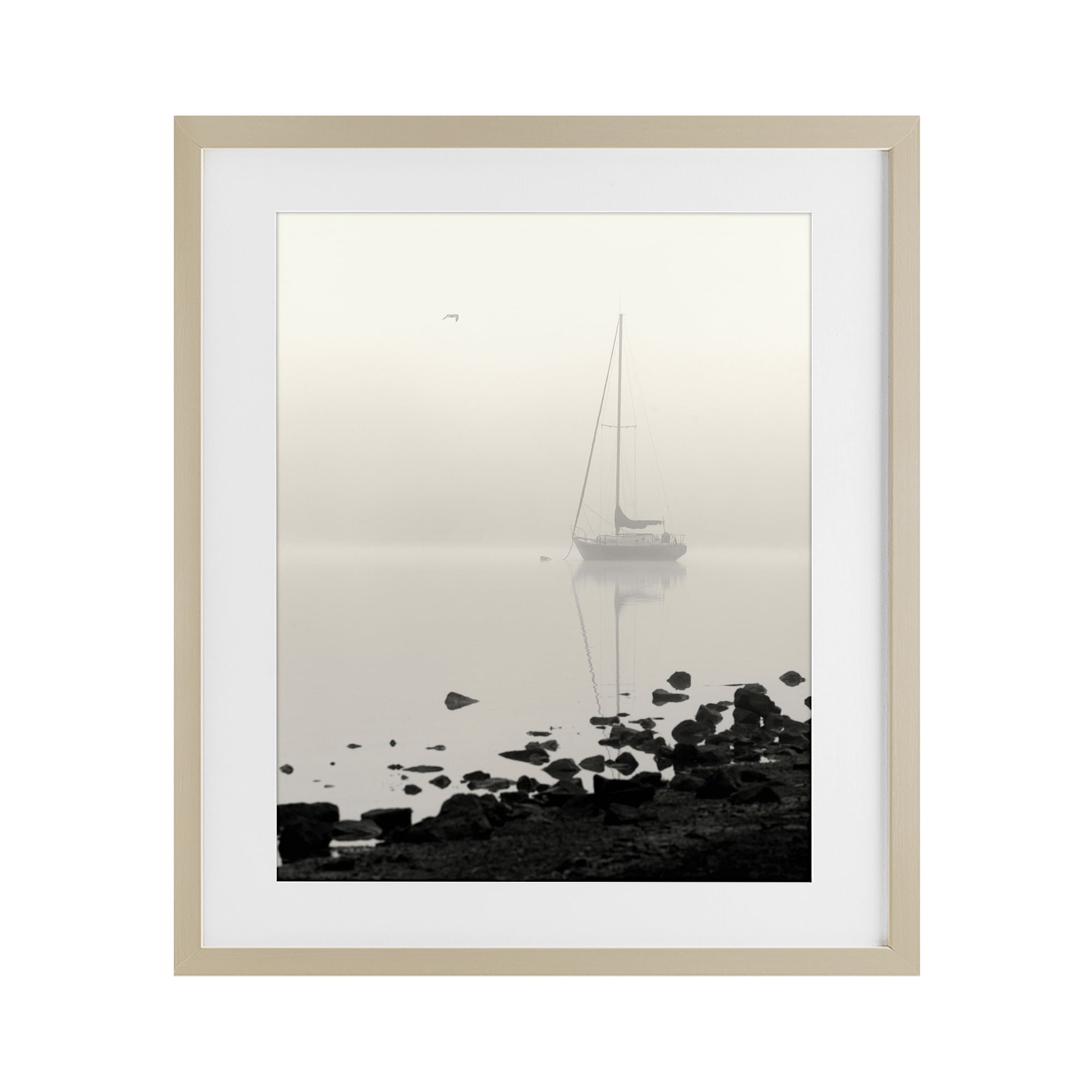 Stupell Industries Moored In Fog Birch Framed Print Under Glass, design by Nicholas Bell