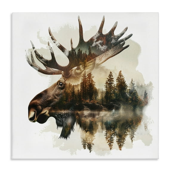 Stupell Industries Moose Antlers Silhouette Animals Painting Wrapped Canvas Art Print Wall Art, 17 x 17