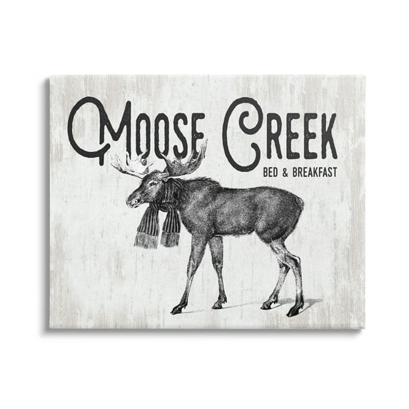 Stupell Industries Moose Creek Bed & Breakfast Rustic Wearing Scarf Graphic Art Gallery Wrapped Canvas Print Wall Art, Design by Lettered and Lined