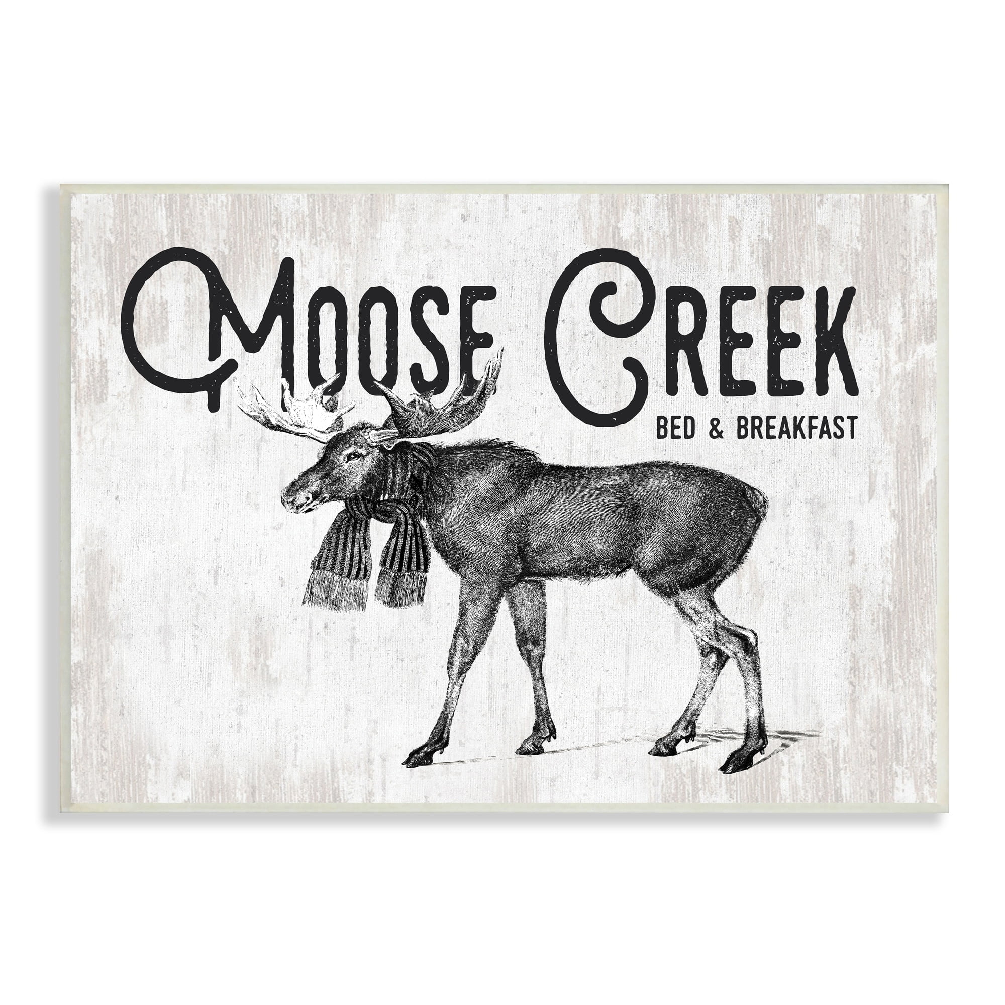 Stupell Industries Moose Creek Bed & Breakfast Rustic Wearing Scarf Graphic Art Unframed Art Print Wall Art, Design by Lettered and Lined
