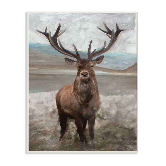Stupell Industries Moose Encounter Landscape Animal Watercolor Painting Unframed Art Print Wall Art, 10x15, by Stellar Design Studio