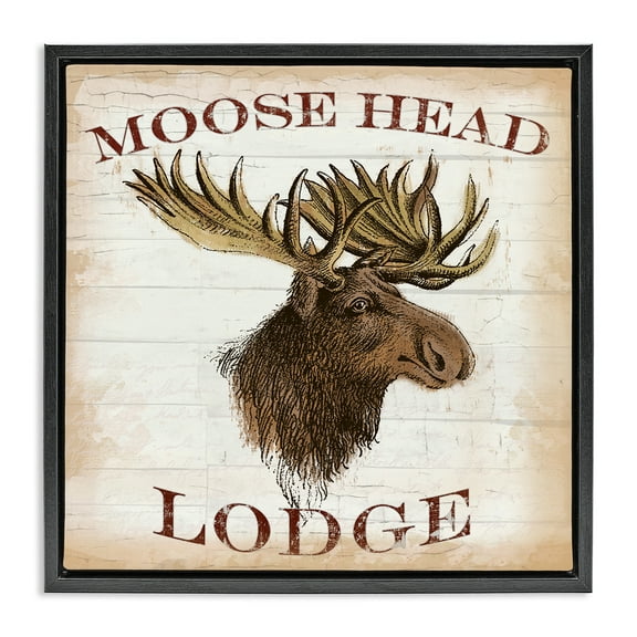 Stupell Industries Moose Head Lodge Black Framed Floater Canvas Wall Art design by Lula Bijoux & co., 18 x 18