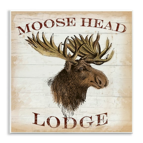 Stupell Industries Moose Head Lodge Wall Plaque Art design by Lula Bijoux & co., 12 x 12