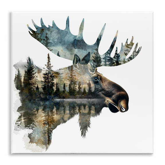 Stupell Industries Moose Head Silhouette Animals Painting Unframed Art Print Wall Art, 12 x 12