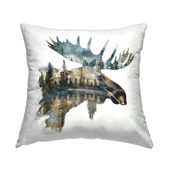 Stupell Industries Moose Head Silhouette Decorative Printed Throw Pillow Design by LSR Design Studio.