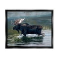 thumbnail image 1 of Stupell Industries Moose Lake Ripples Splashing Animals & Insects Painting Black Floater Framed Art Print Wall Art, 1 of 6