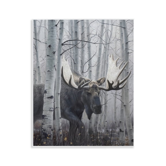 Stupell Industries Moose Peering in Birch Woods Wall Plaque Art, design by James Corwin